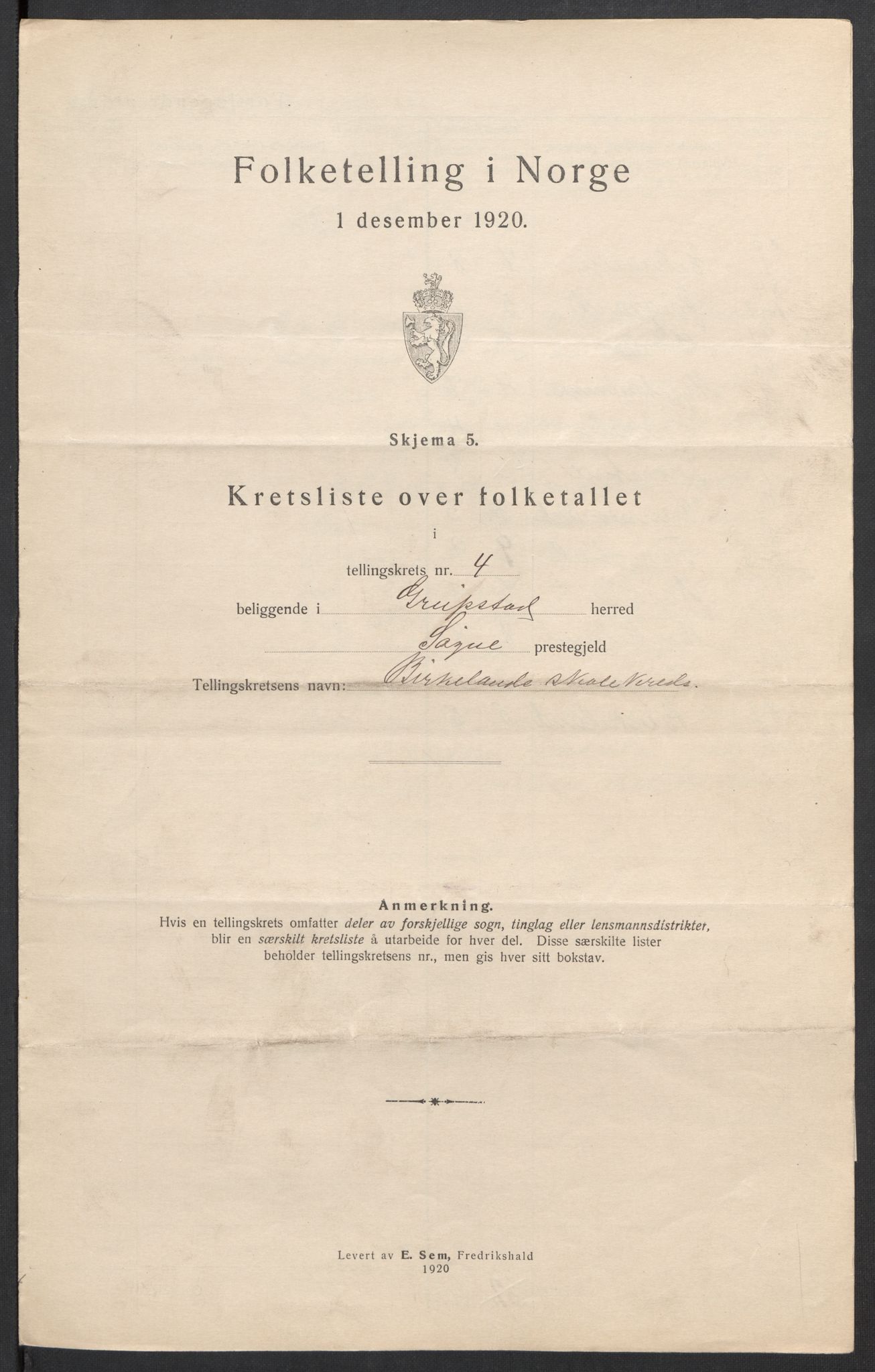 SAK, 1920 census for Greipstad, 1920, p. 19