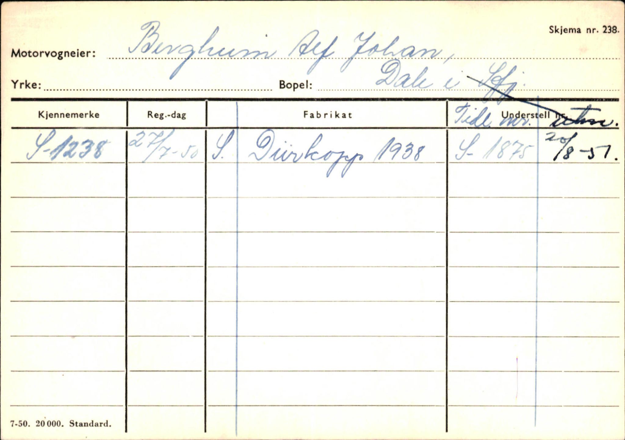 Statens vegvesen, Sogn og Fjordane vegkontor, AV/SAB-A-5301/4/F/L0125: Eigarregister Sogndal V-Å. Aurland A-Å. Fjaler A-N, 1945-1975, p. 1408