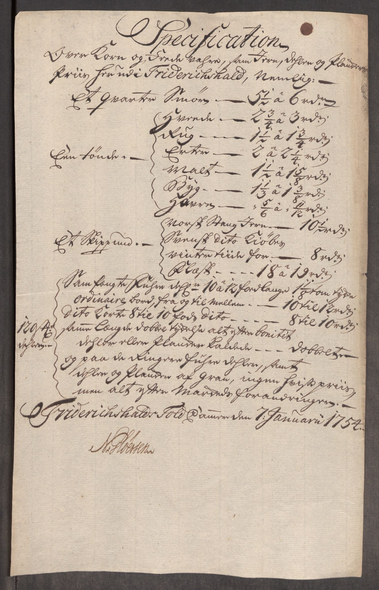 Rentekammeret inntil 1814, Realistisk ordnet avdeling, RA/EA-4070/Oe/L0005: [Ø1]: Priskuranter, 1753-1757, p. 15