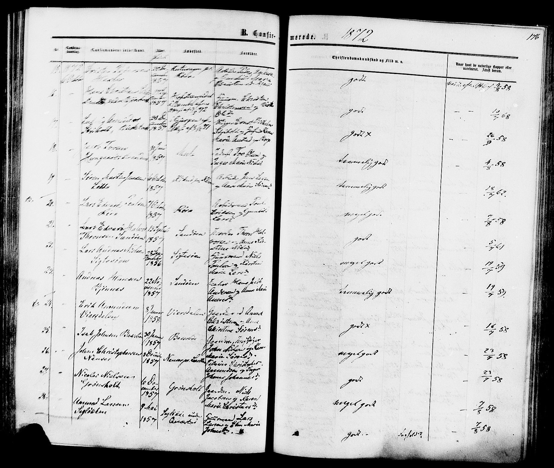 Eidanger kirkebøker, AV/SAKO-A-261/F/Fa/L0010: Parish register (official) no. 10, 1859-1874, p. 176