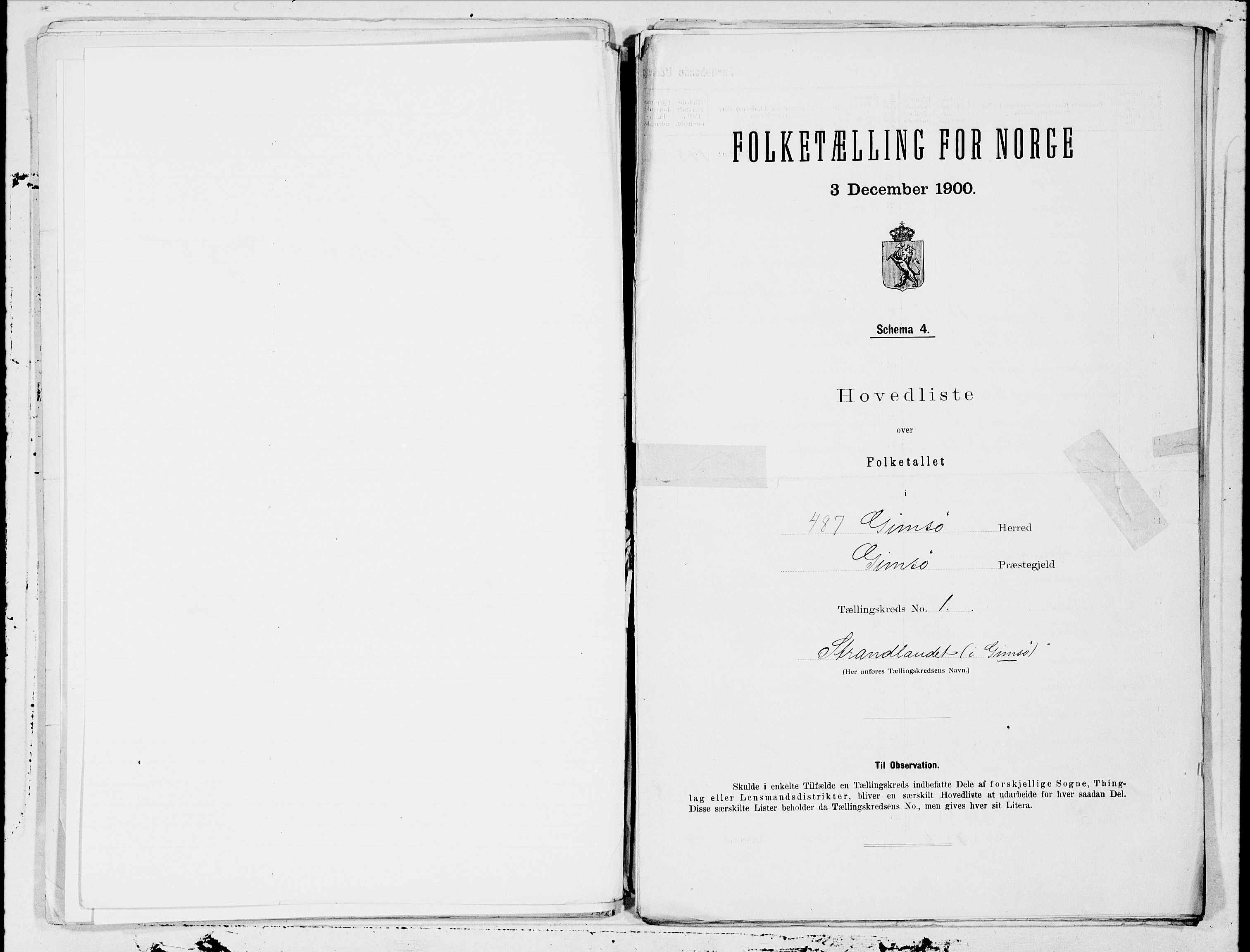 SAT, 1900 census for Gimsøy, 1900, p. 2