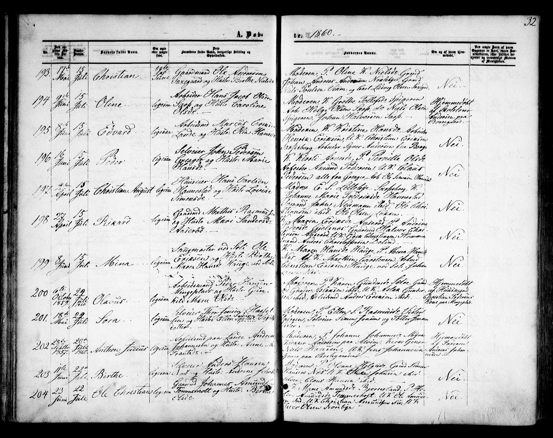 Tune prestekontor Kirkebøker, AV/SAO-A-2007/F/Fa/L0013: Parish register (official) no. 13, 1859-1863, p. 32