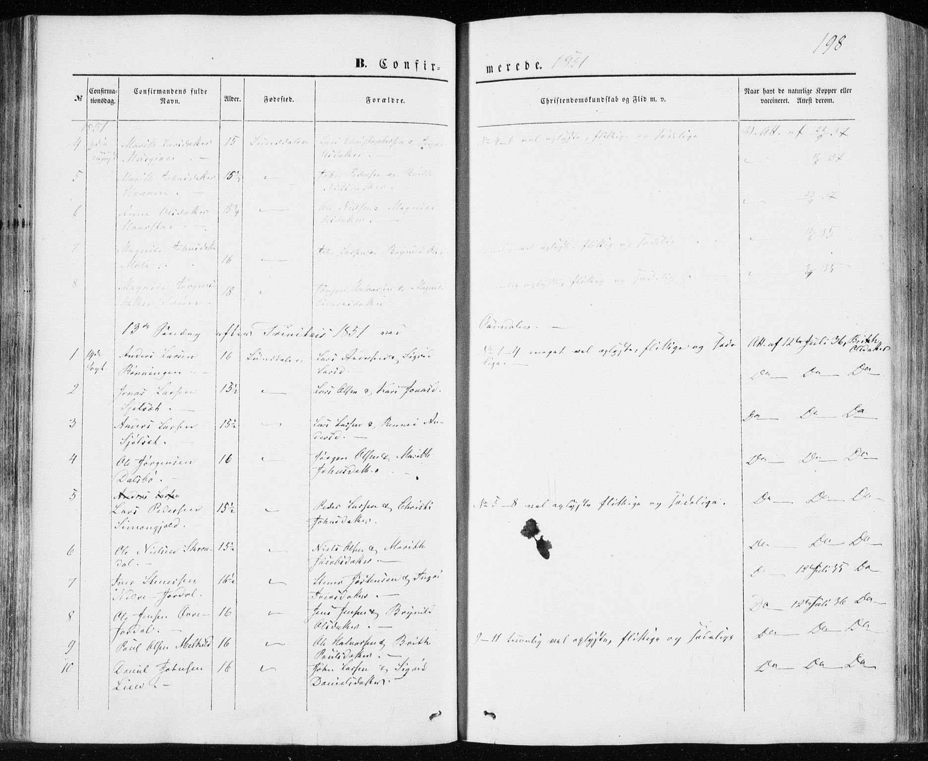 Ministerialprotokoller, klokkerbøker og fødselsregistre - Møre og Romsdal, SAT/A-1454/590/L1013: Parish register (official) no. 590A05, 1847-1877, p. 198
