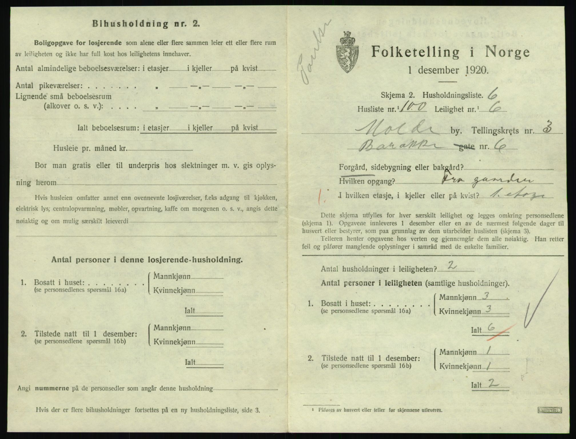 SAT, 1920 census for Molde, 1920, p. 1411