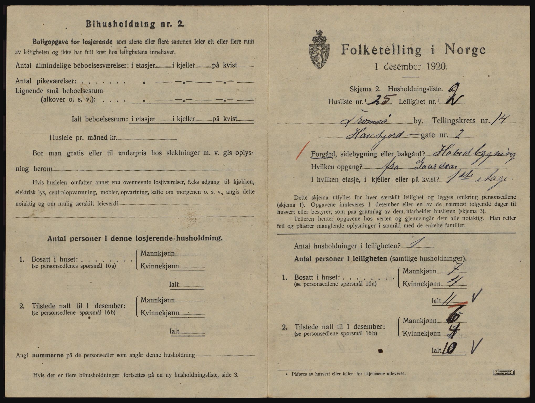 SATØ, 1920 census for Tromsø, 1920, p. 6629