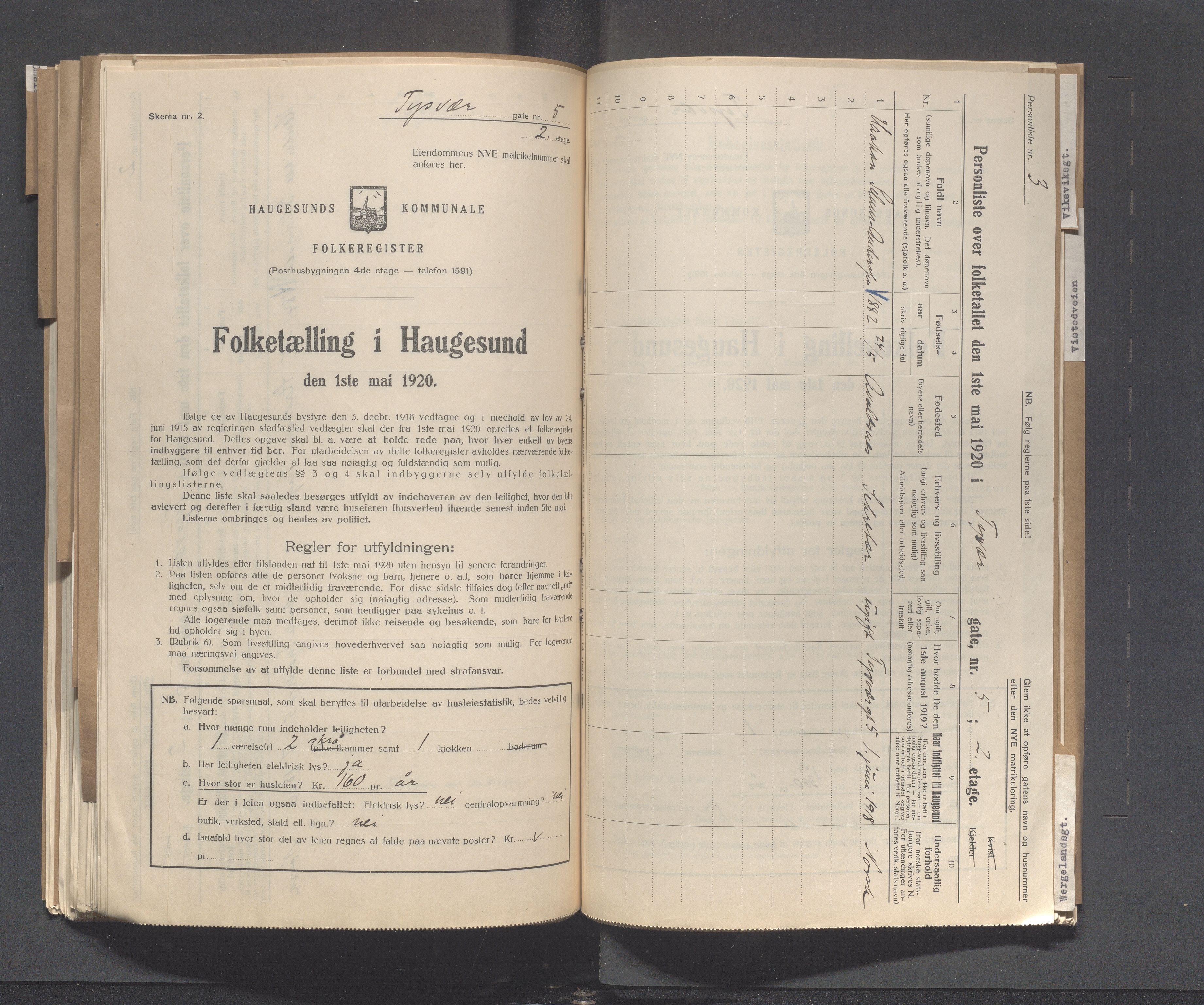 IKAR, Local census 1.5.1920 for Haugesund, 1920, p. 5265