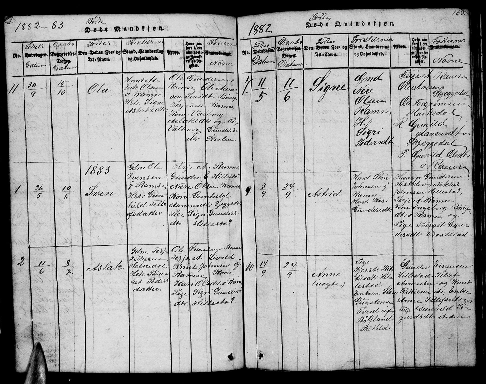 Åmli sokneprestkontor, AV/SAK-1111-0050/F/Fb/Fbb/L0001: Parish register (copy) no. B 1, 1816-1889, p. 163