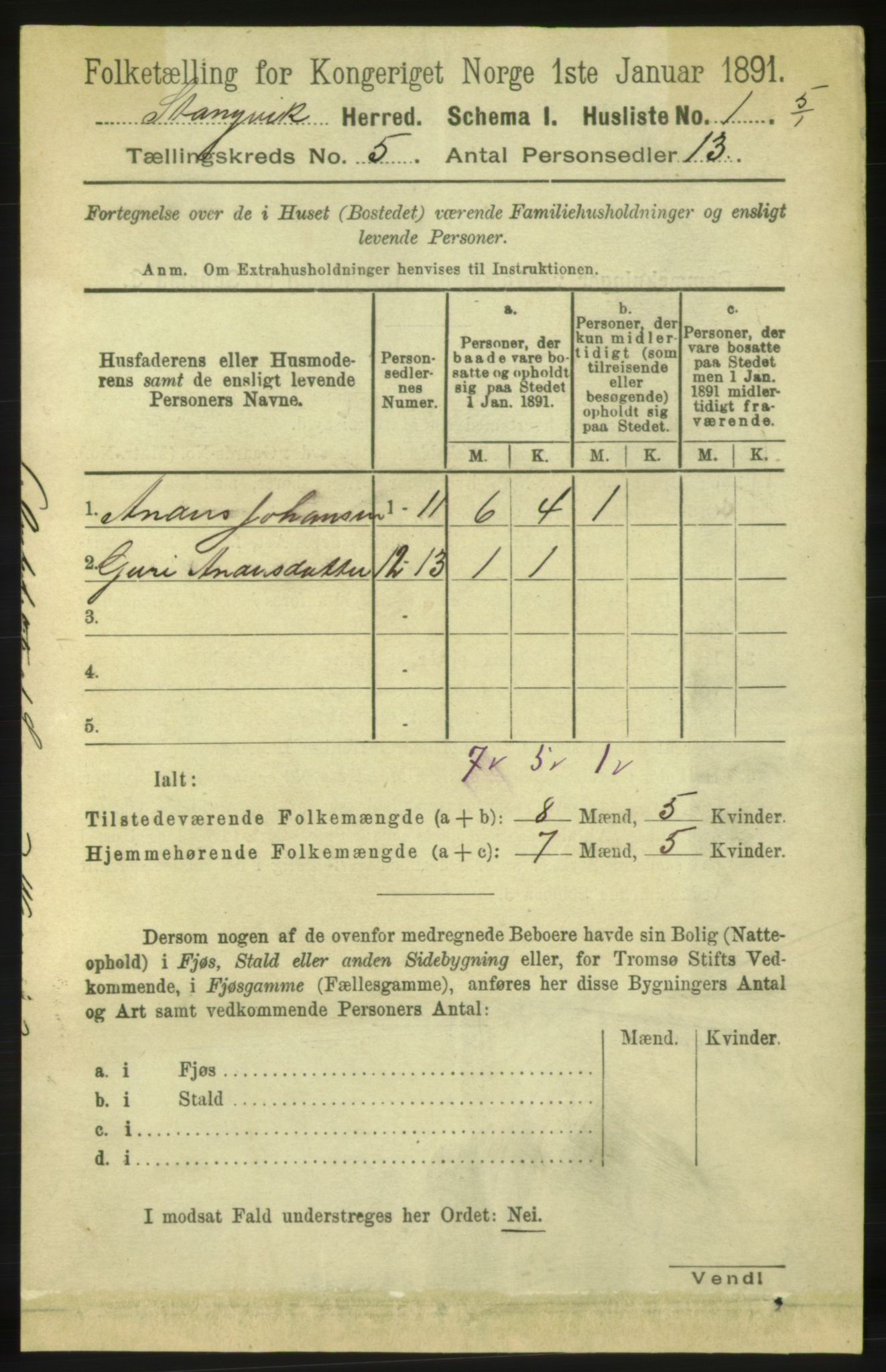 RA, 1891 census for 1564 Stangvik, 1891, p. 1973