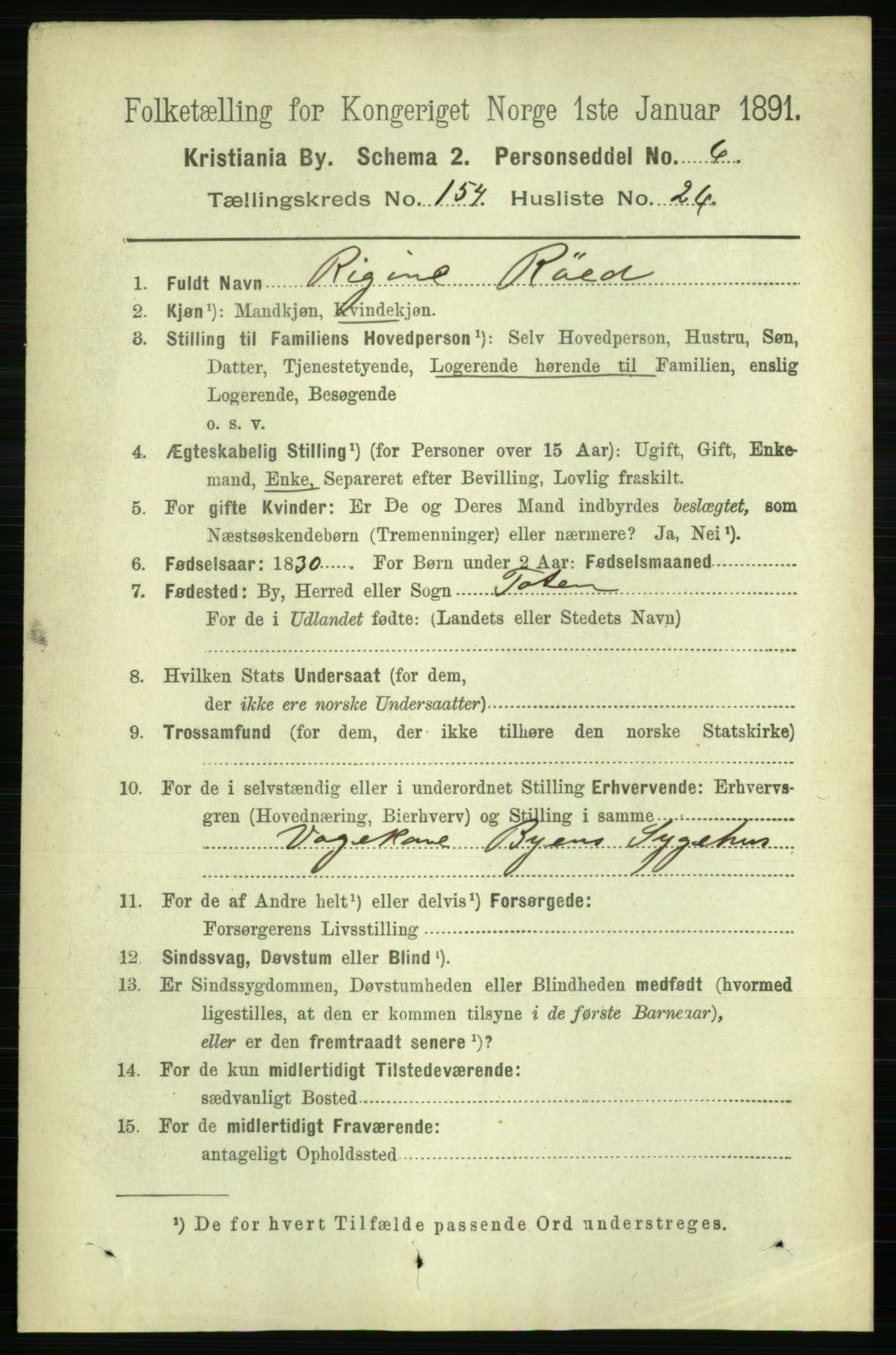 RA, 1891 census for 0301 Kristiania, 1891, p. 88058