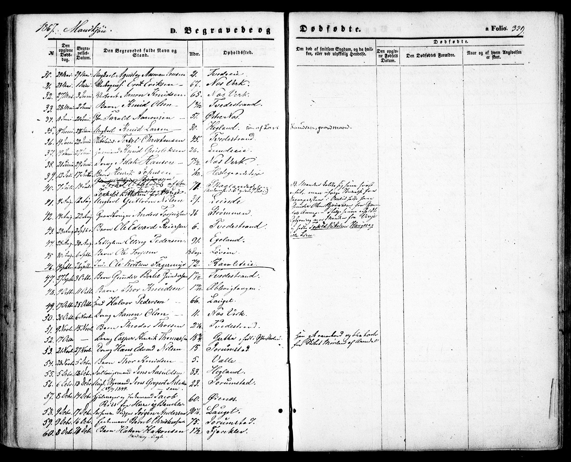 Holt sokneprestkontor, AV/SAK-1111-0021/F/Fa/L0009: Parish register (official) no. A 9, 1861-1871, p. 329