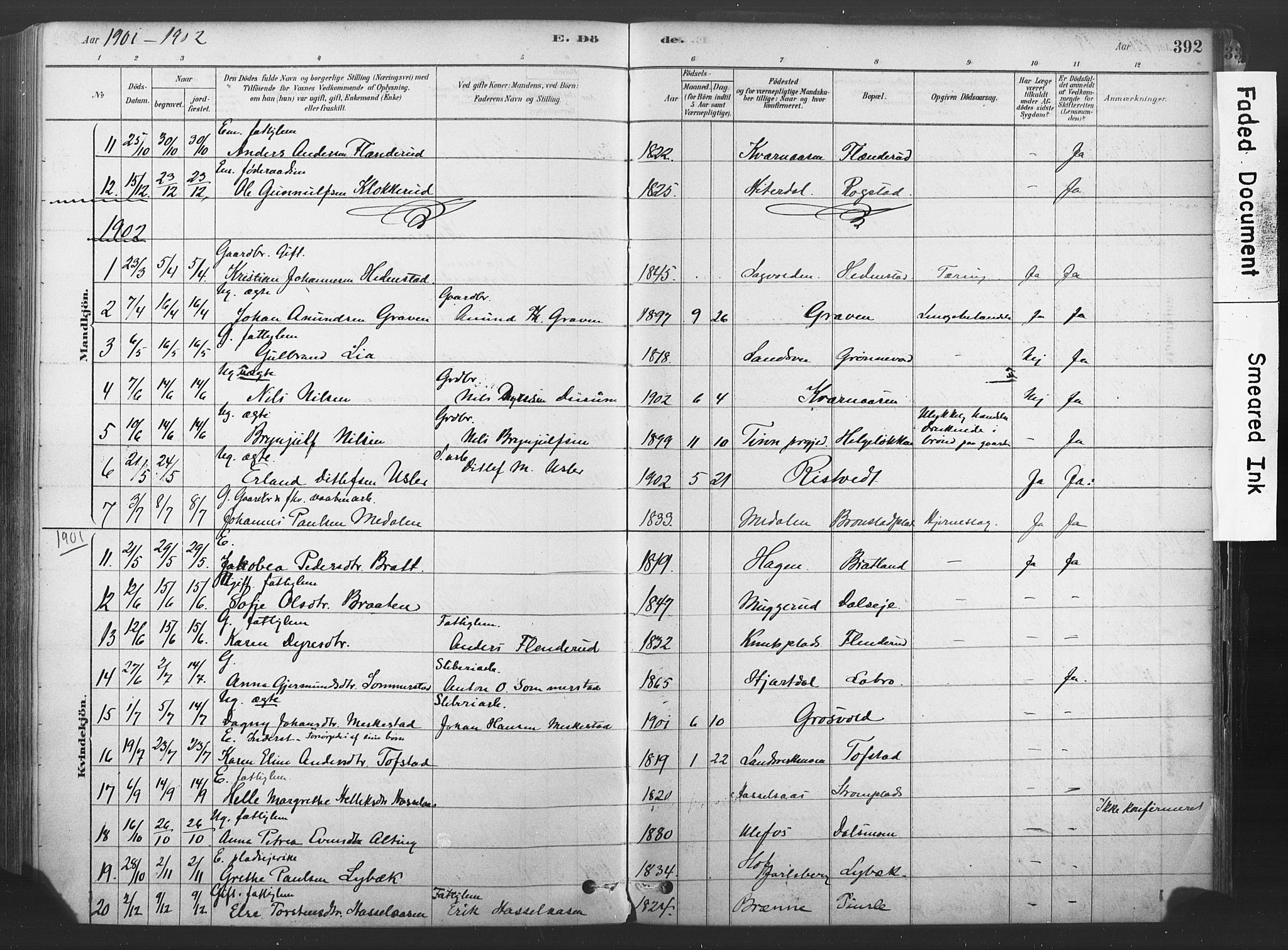 Sandsvær kirkebøker, AV/SAKO-A-244/F/Fd/L0001: Parish register (official) no. IV 1, 1878-1906, p. 392