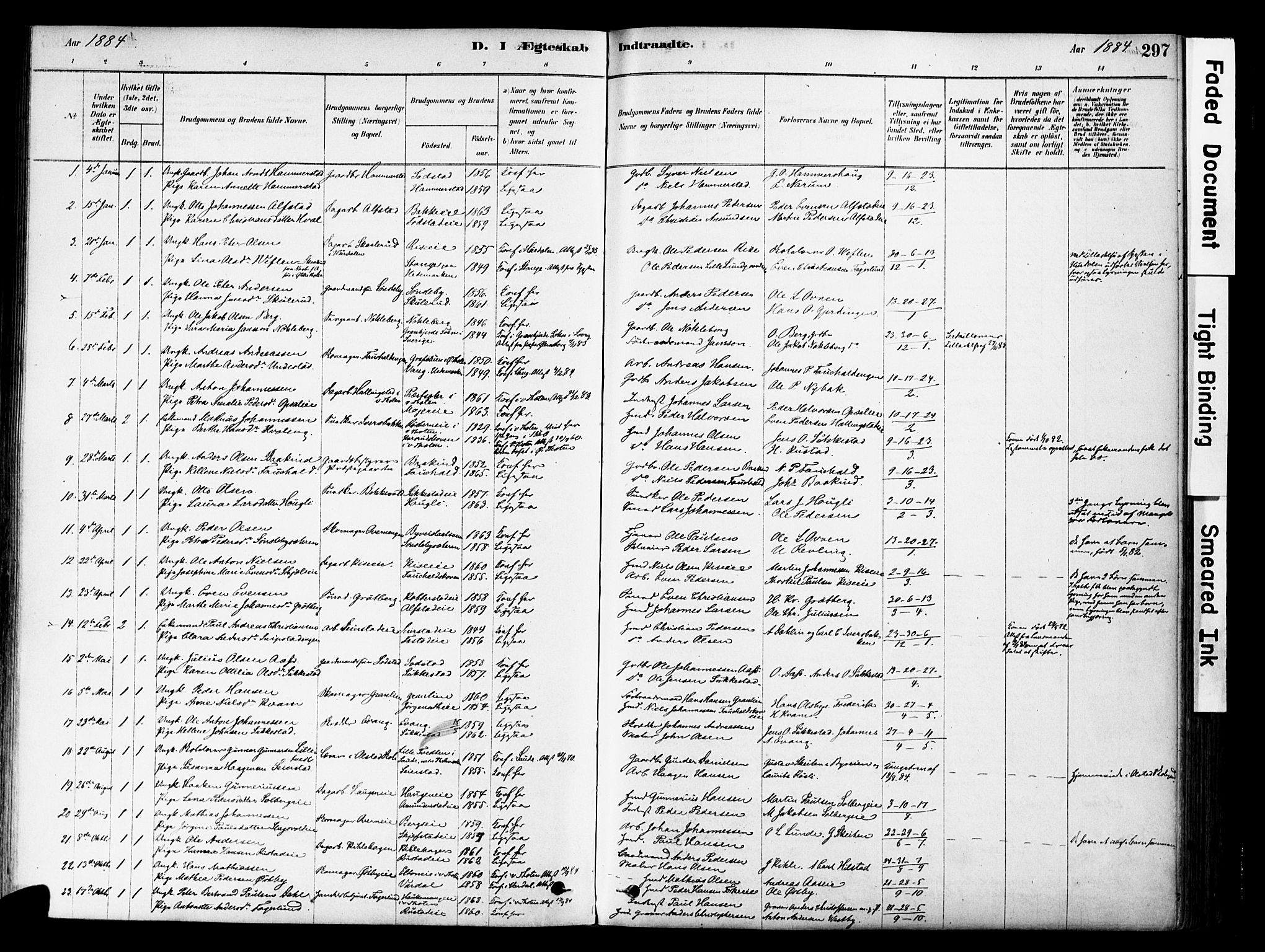 Østre Toten prestekontor, SAH/PREST-104/H/Ha/Haa/L0006: Parish register (official) no. 6 /1, 1878-1896, p. 297