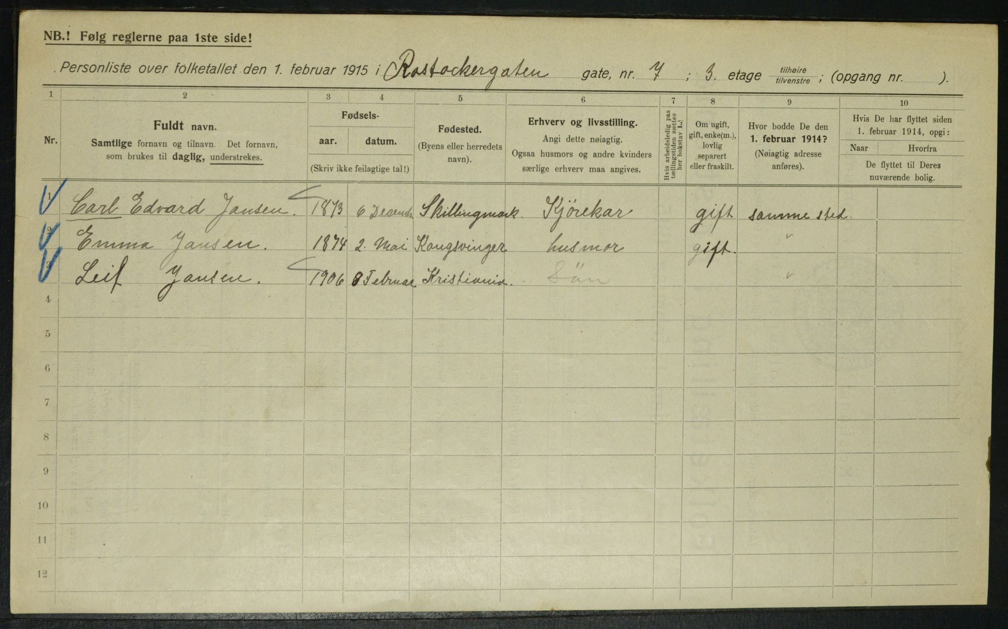 OBA, Municipal Census 1915 for Kristiania, 1915, p. 84214