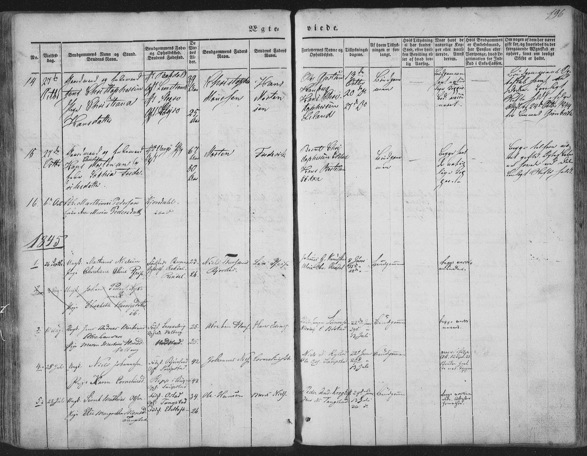 Ministerialprotokoller, klokkerbøker og fødselsregistre - Nordland, AV/SAT-A-1459/880/L1131: Parish register (official) no. 880A05, 1844-1868, p. 196