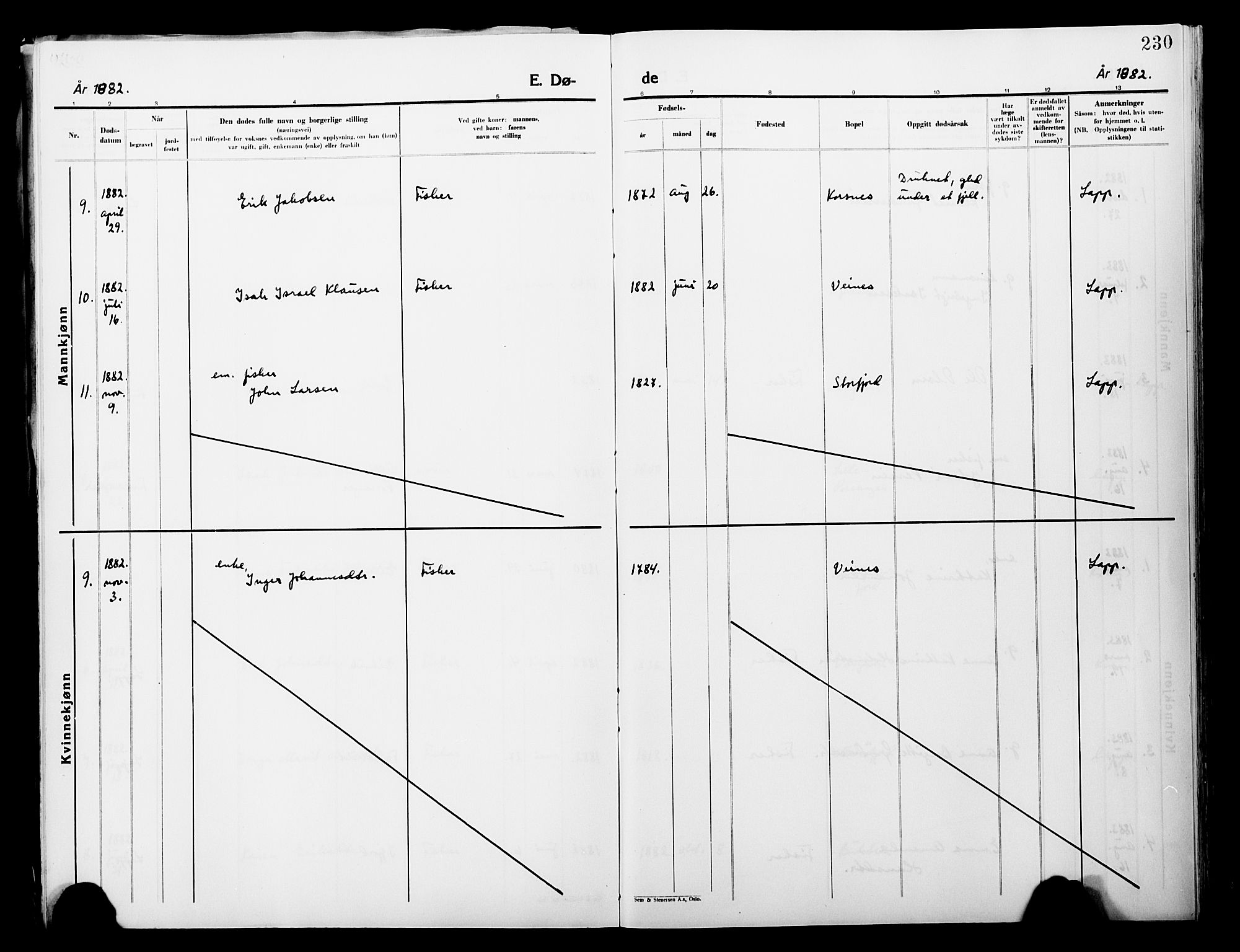 Lebesby sokneprestkontor, SATØ/S-1353/H/Ha/L0004kirke: Parish register (official) no. 4, 1870-1902, p. 230