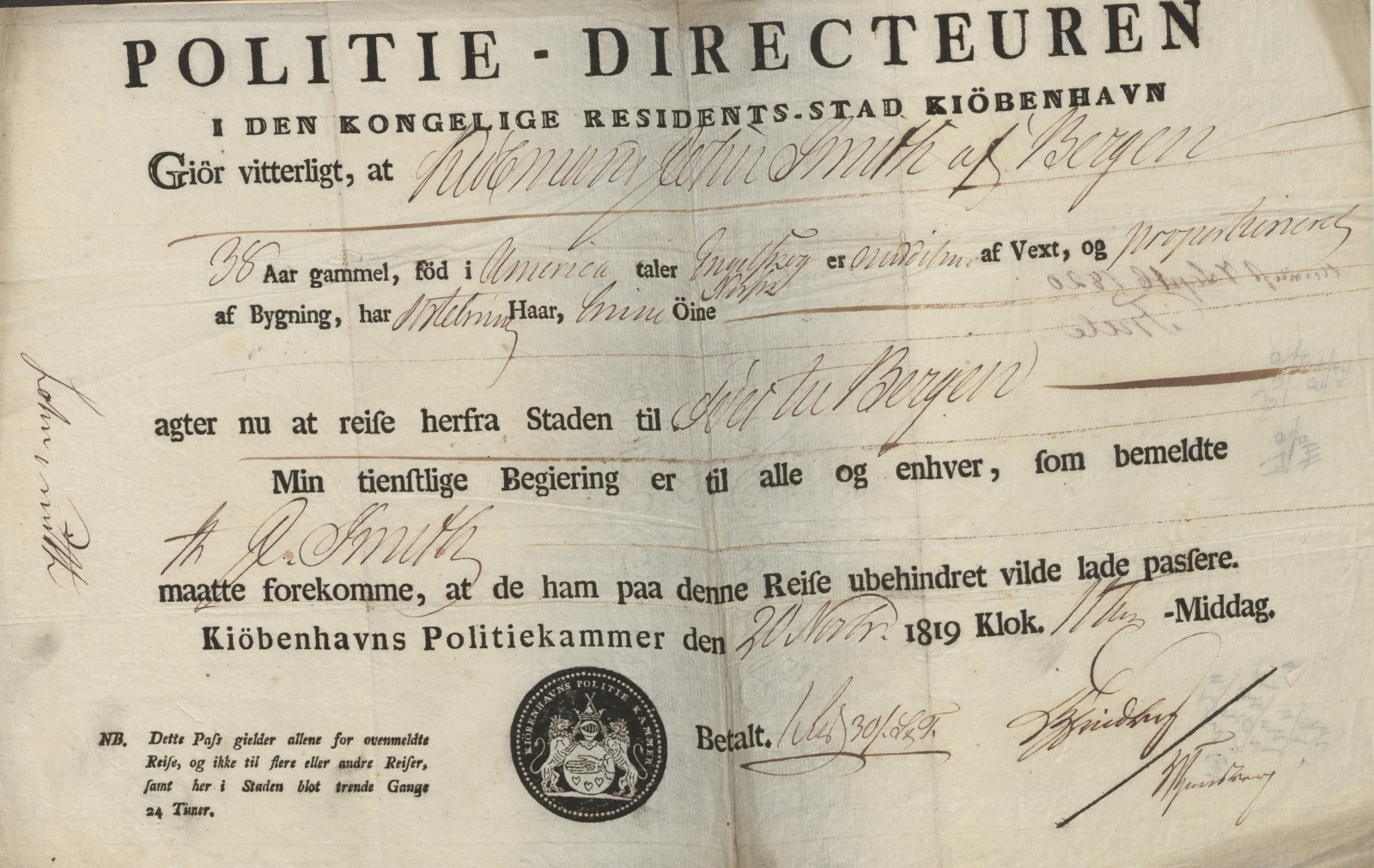 Bergen politikammer / politidistrikt, AV/SAB-A-60401/L.b, 1816-1822, p. 10