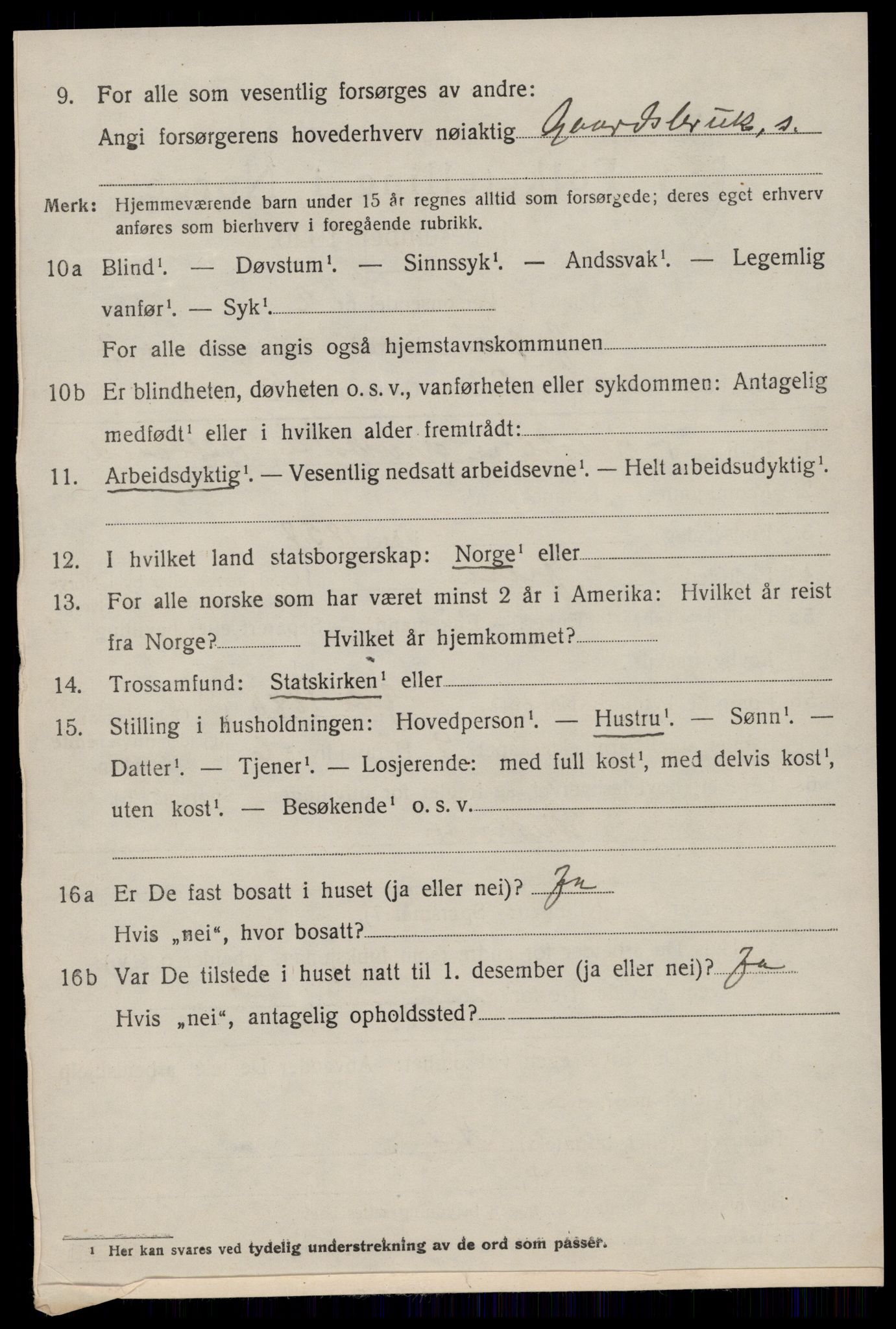 SAST, 1920 census for Jelsa, 1920, p. 2139