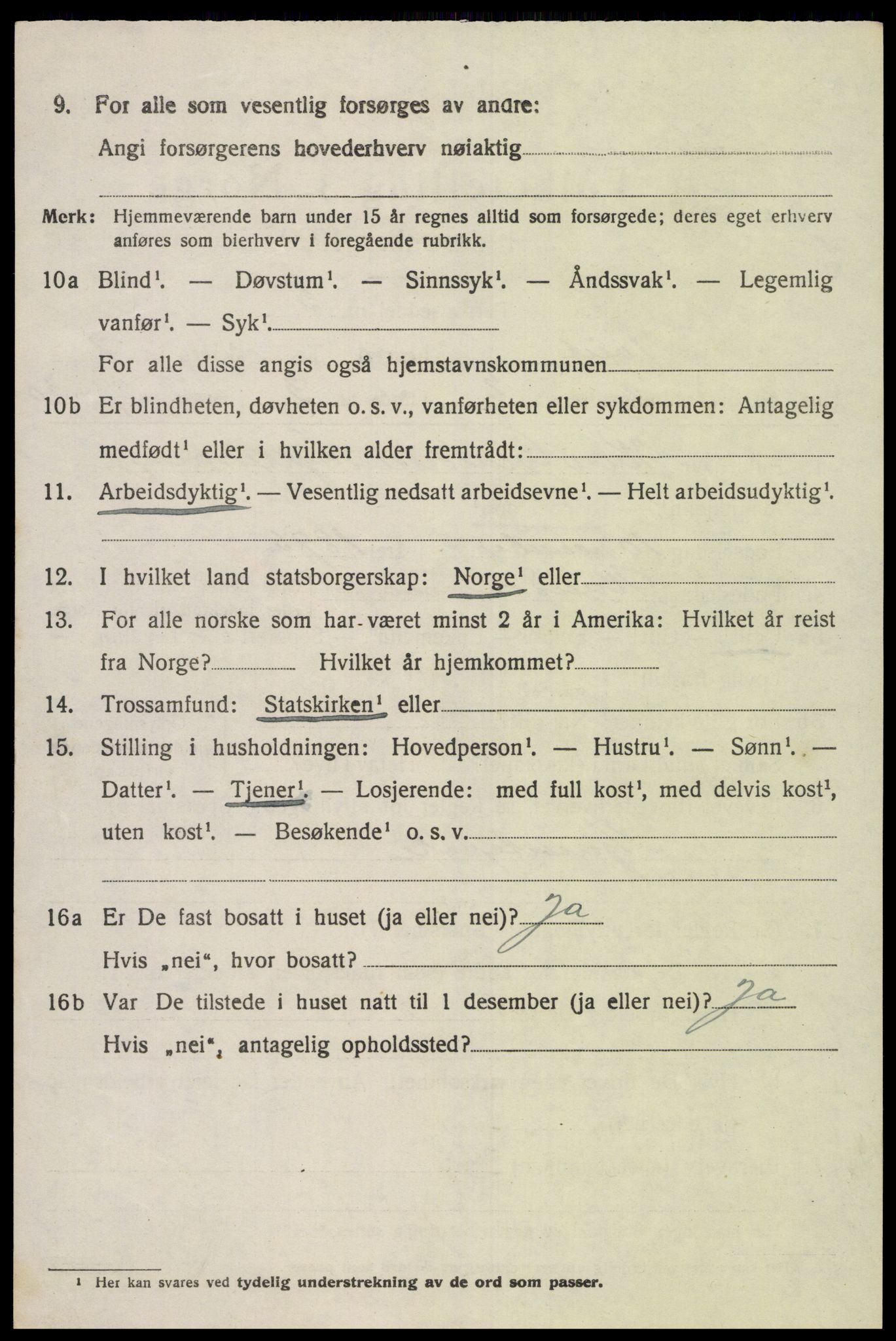 SAK, 1920 census for Tveit, 1920, p. 1241
