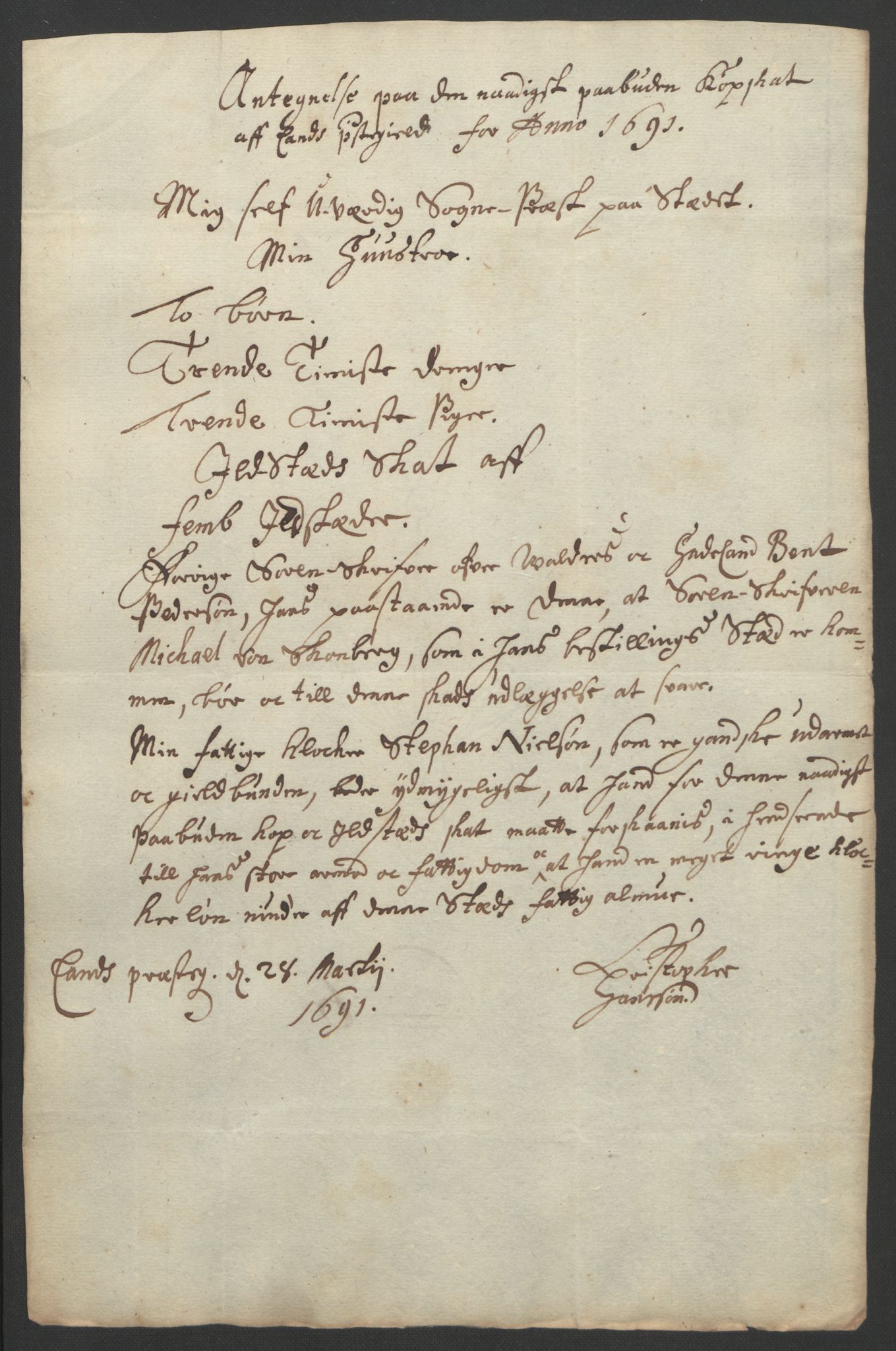 Rentekammeret inntil 1814, Reviderte regnskaper, Fogderegnskap, AV/RA-EA-4092/R18/L1290: Fogderegnskap Hadeland, Toten og Valdres, 1691, p. 214