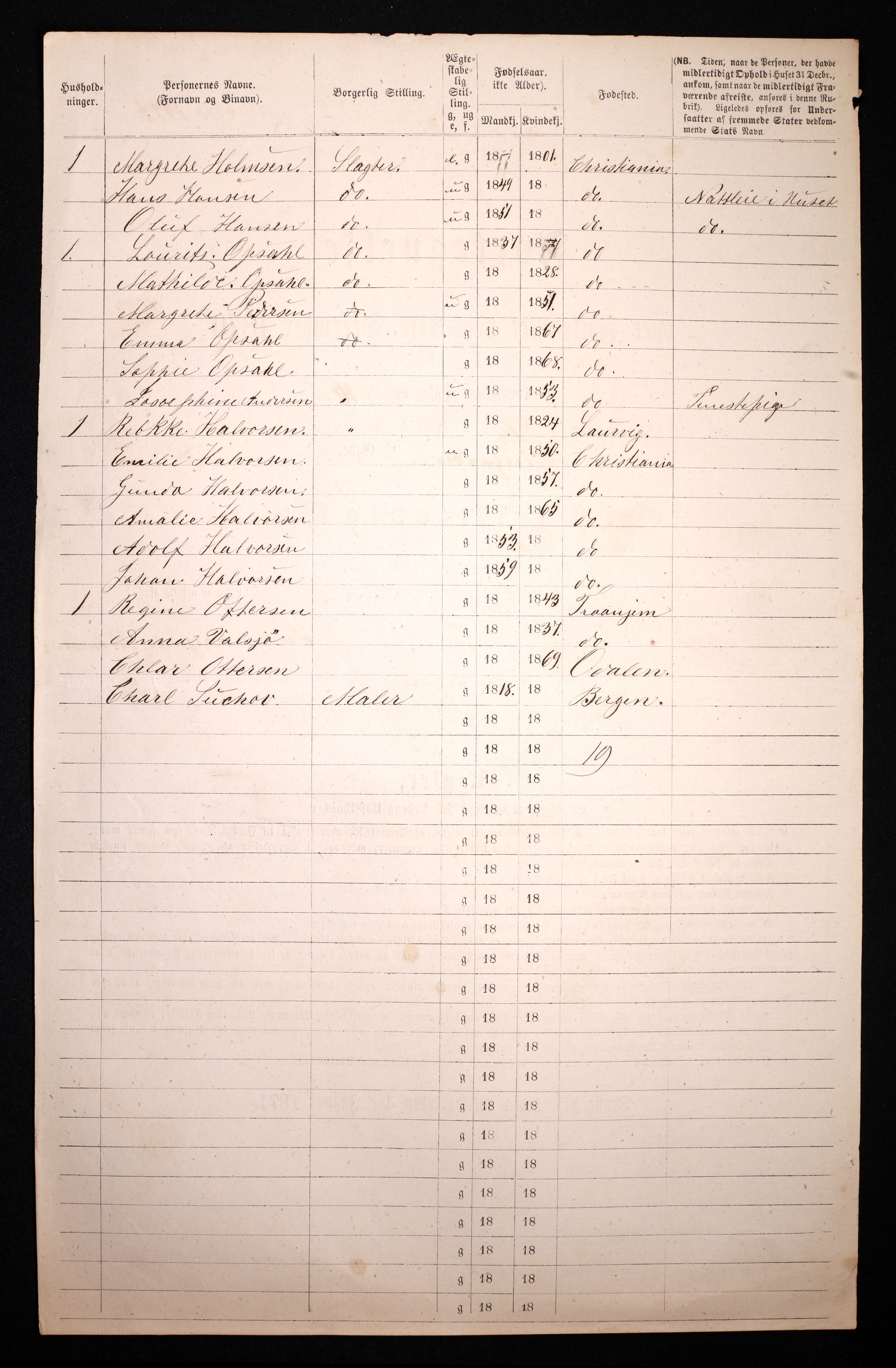 RA, 1870 census for 0301 Kristiania, 1870, p. 4453