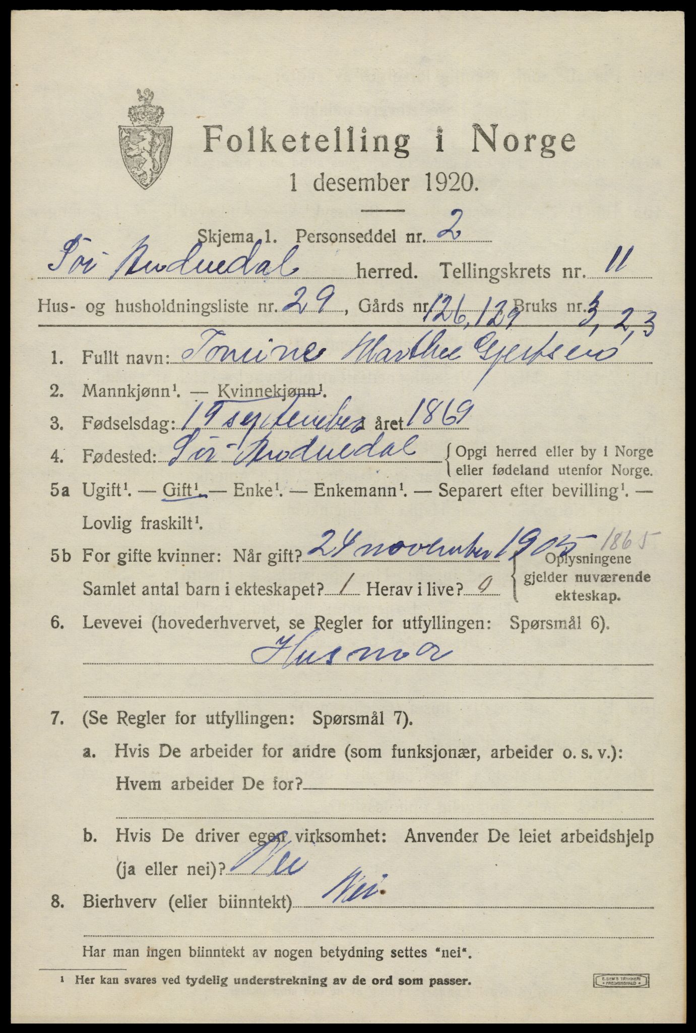 SAK, 1920 census for Sør-Audnedal, 1920, p. 4515