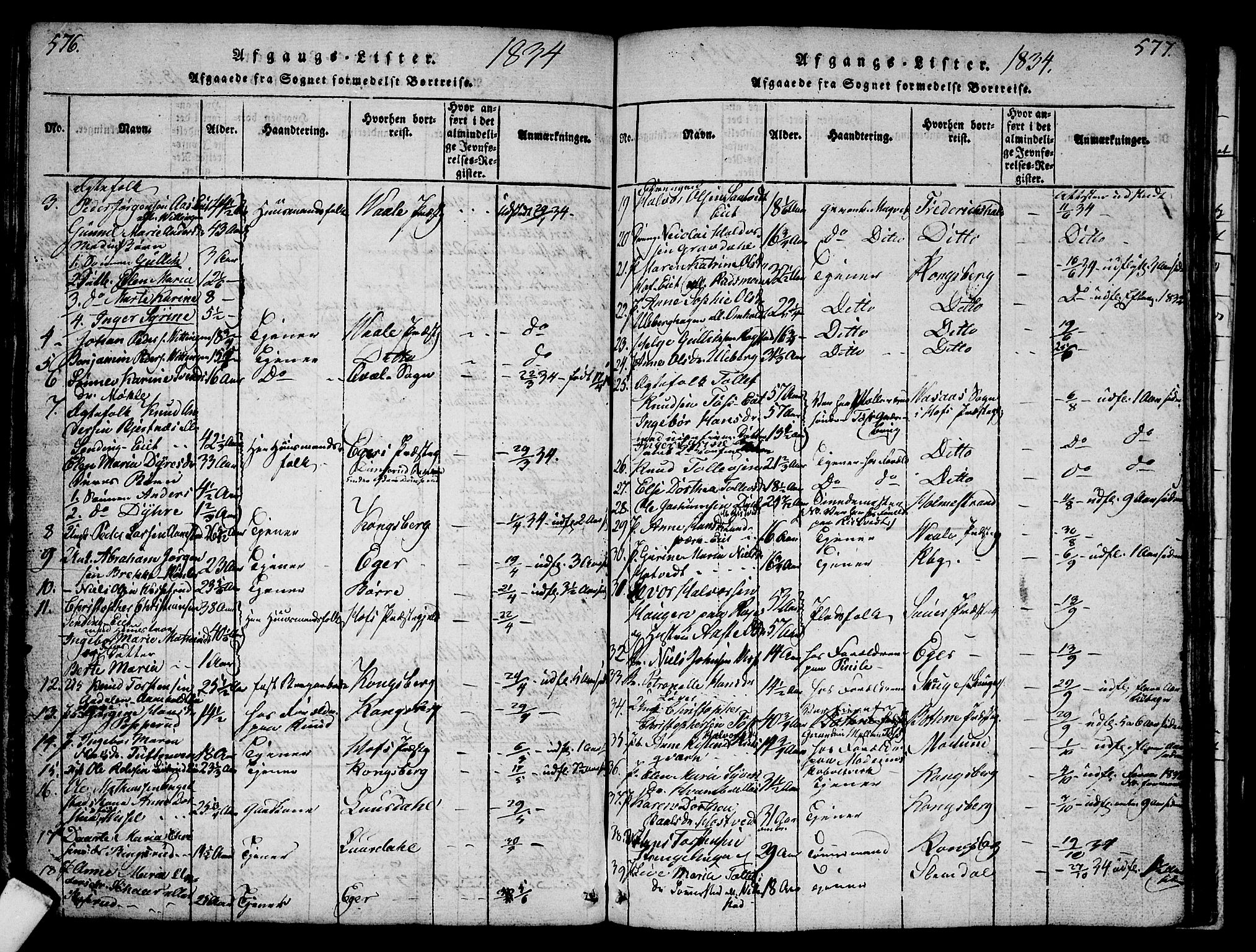 Sandsvær kirkebøker, SAKO/A-244/G/Ga/L0003: Parish register (copy) no. I 3, 1817-1839, p. 576-577