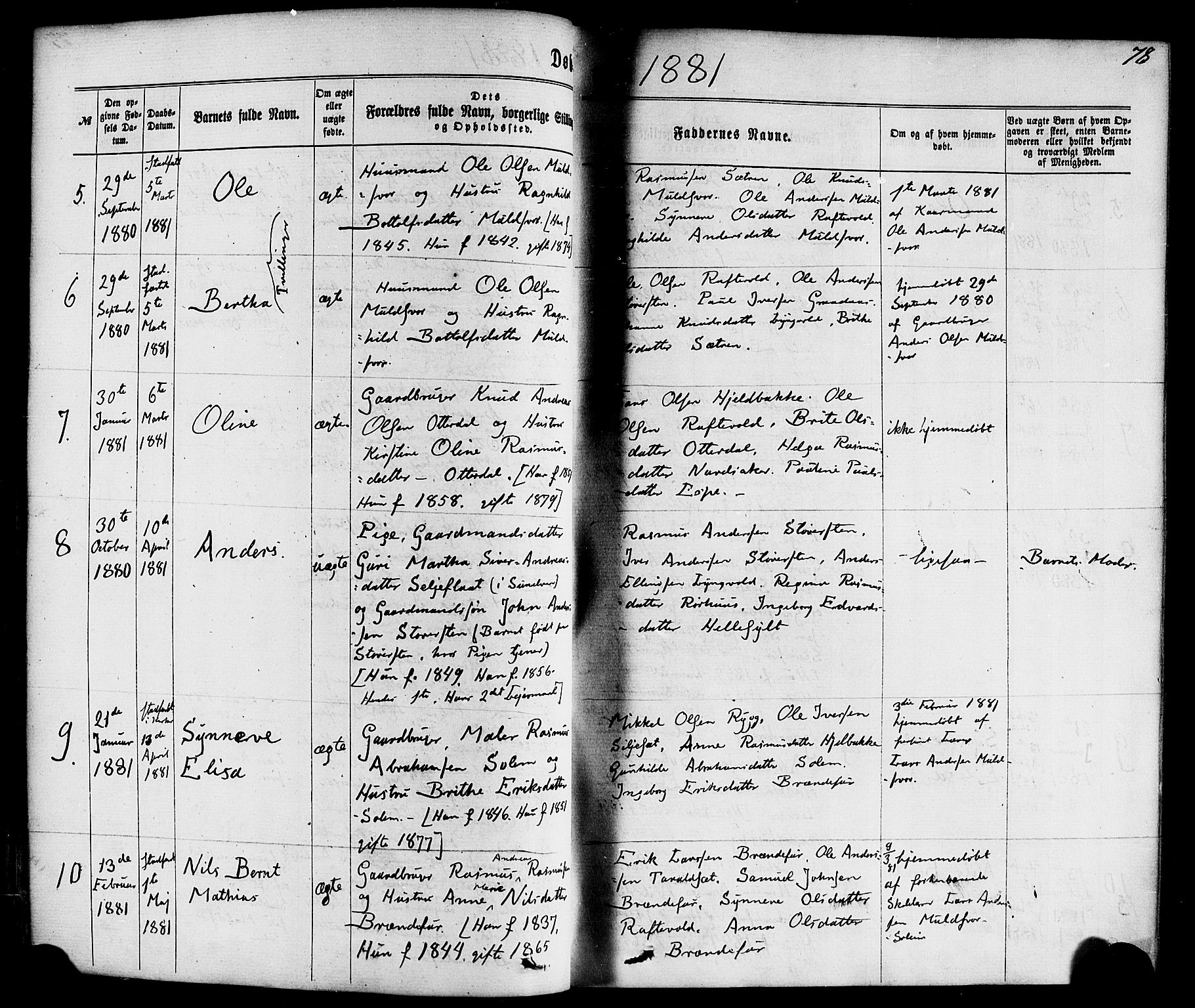 Hornindal sokneprestembete, AV/SAB-A-82401/H/Haa/Haaa/L0002: Parish register (official) no. A 2, 1867-1884, p. 78