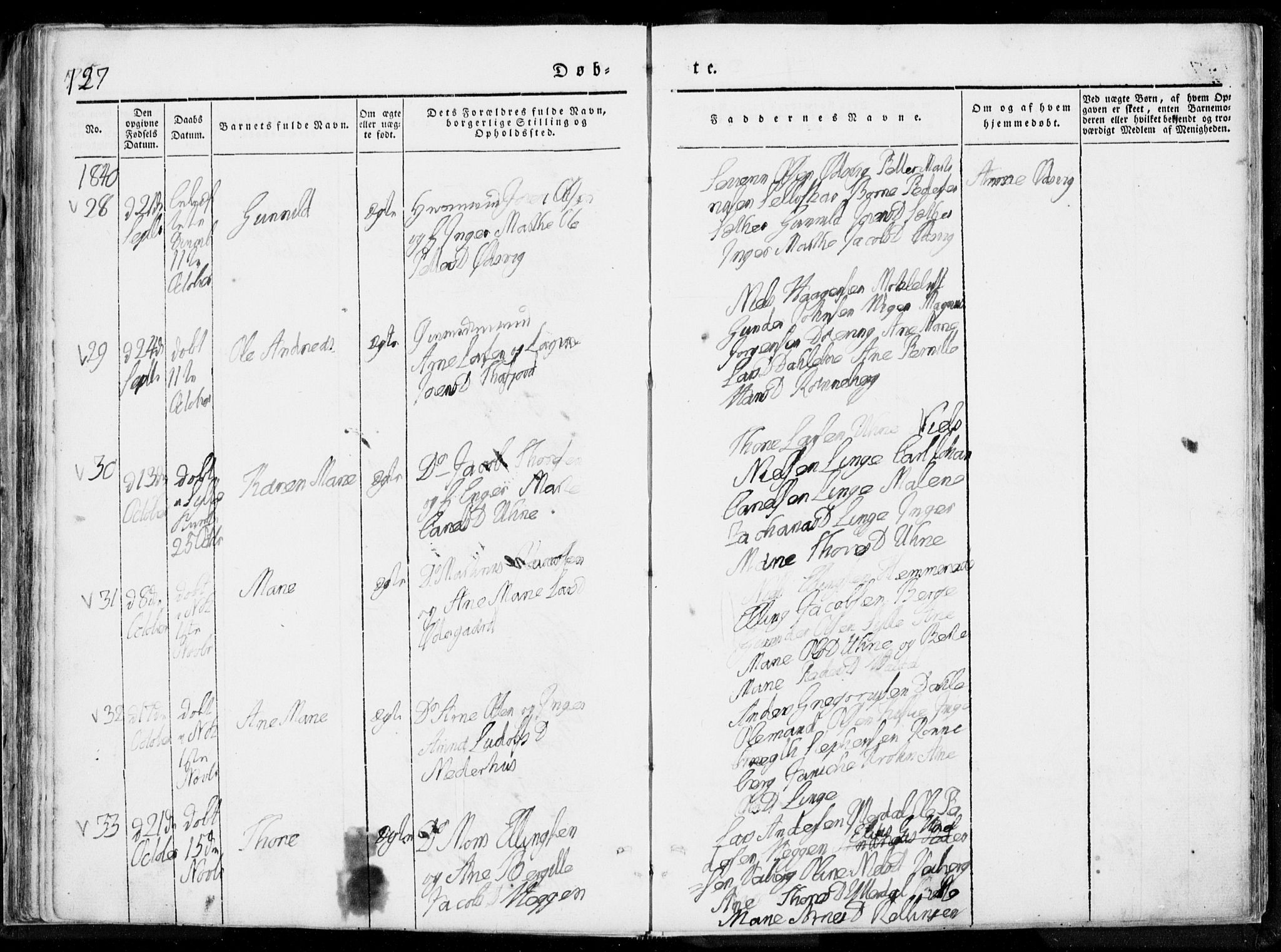 Ministerialprotokoller, klokkerbøker og fødselsregistre - Møre og Romsdal, AV/SAT-A-1454/519/L0247: Parish register (official) no. 519A06, 1827-1846, p. 127