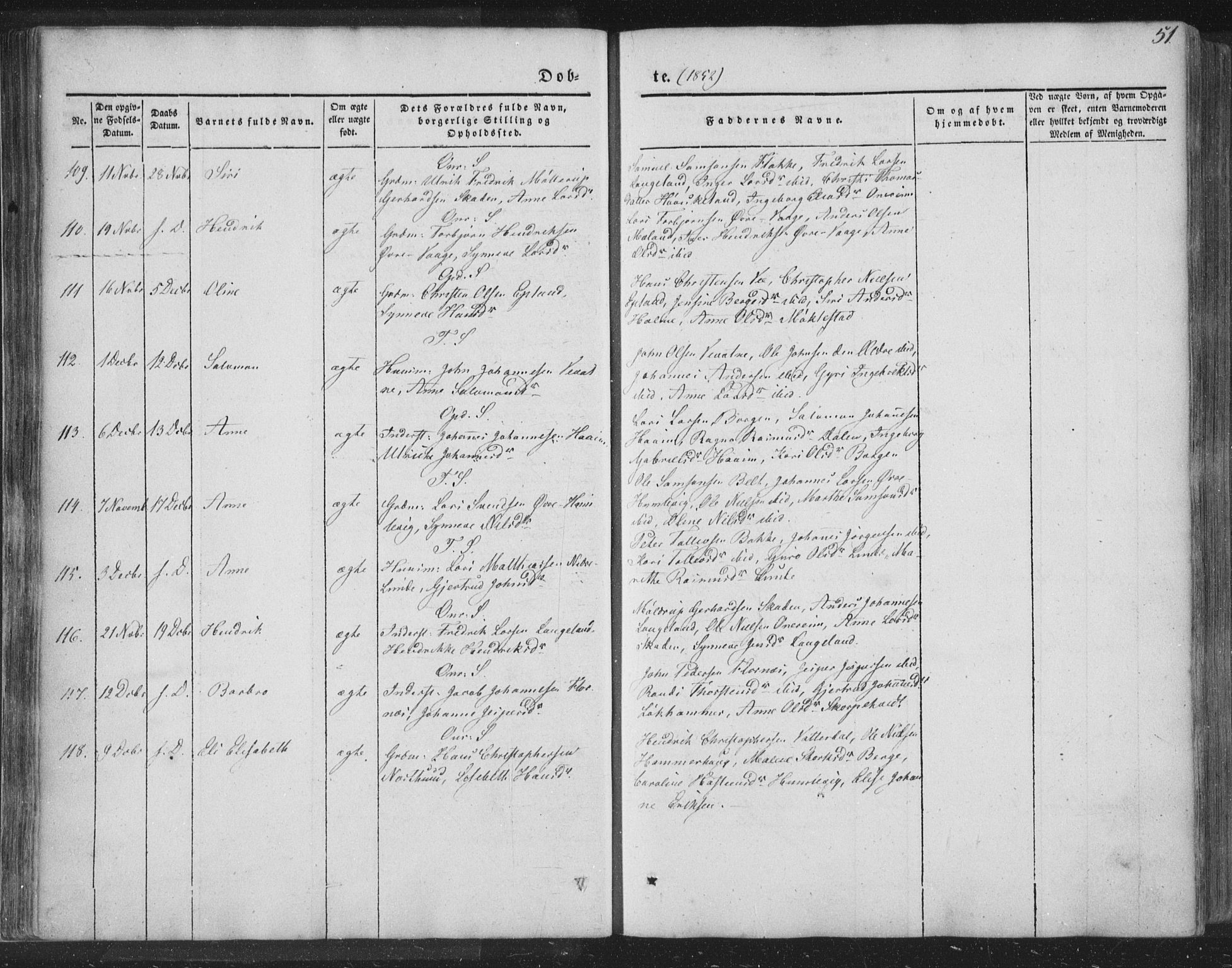 Tysnes sokneprestembete, AV/SAB-A-78601/H/Haa: Parish register (official) no. A 10, 1848-1859, p. 51