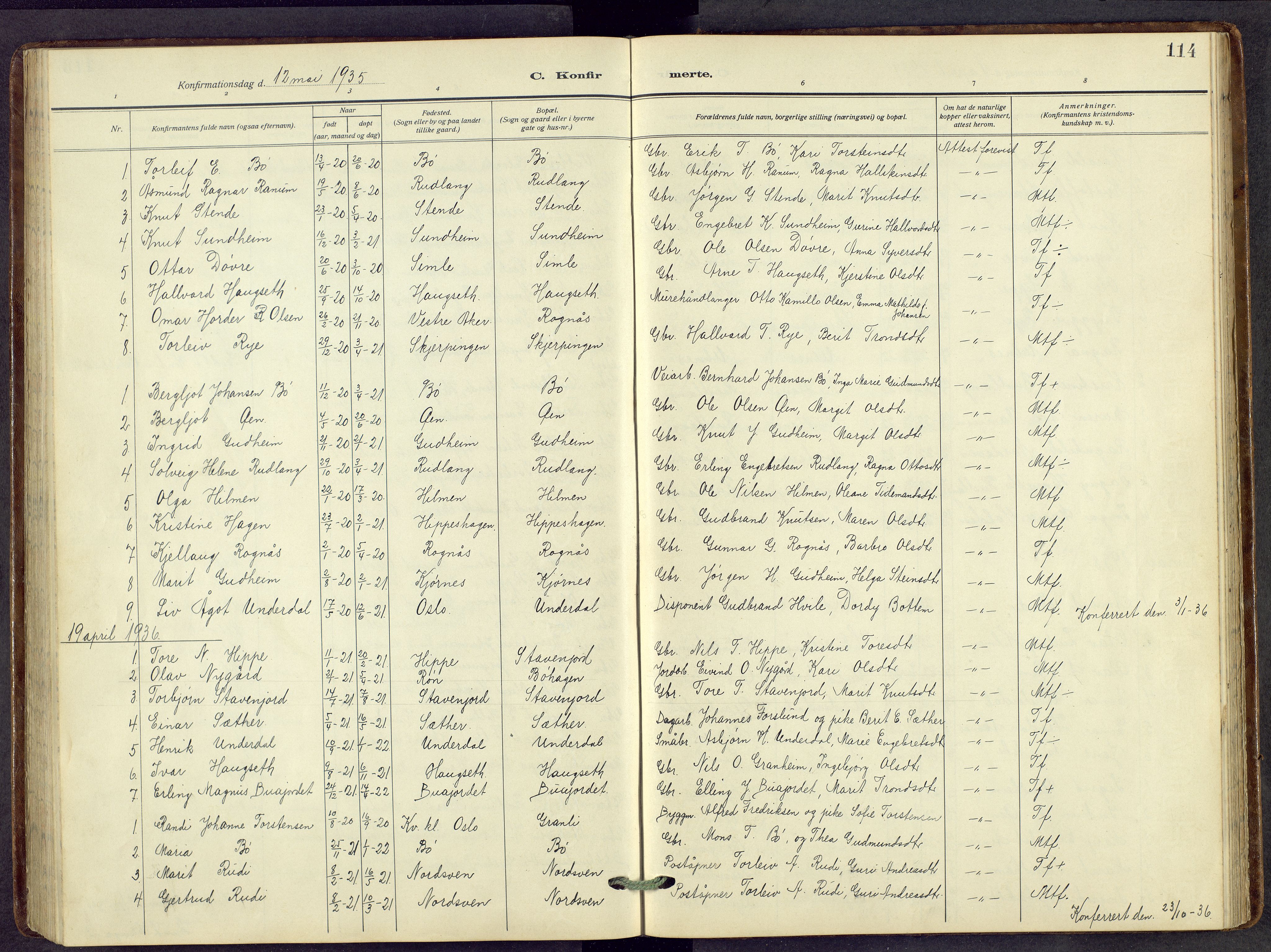 Nord-Aurdal prestekontor, AV/SAH-PREST-132/H/Ha/Hab/L0014: Parish register (copy) no. 14, 1917-1953, p. 114