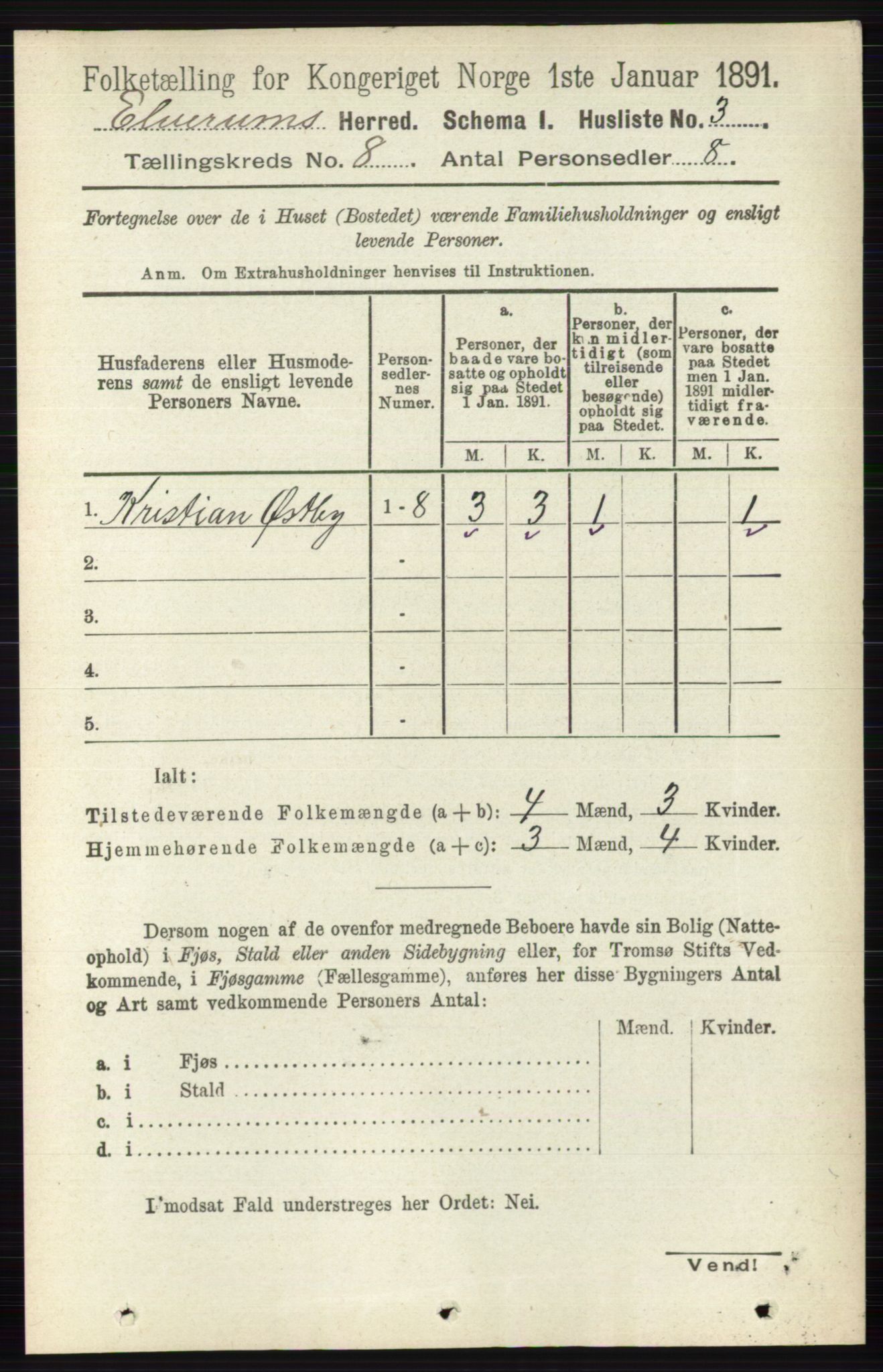 RA, 1891 census for 0427 Elverum, 1891, p. 6918