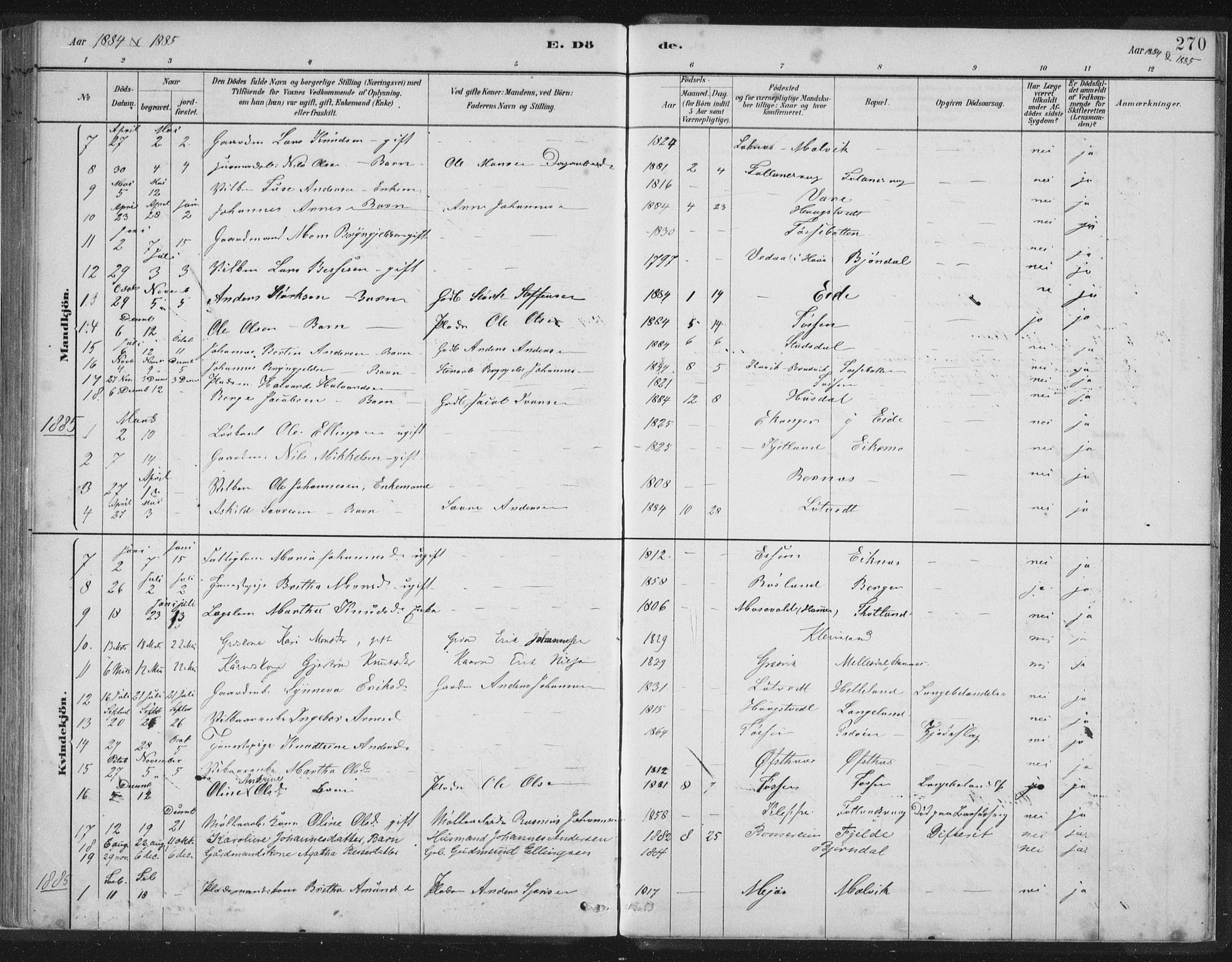 Hosanger sokneprestembete, AV/SAB-A-75801/H/Hab: Parish register (copy) no. A 3 II, 1882-1903, p. 270