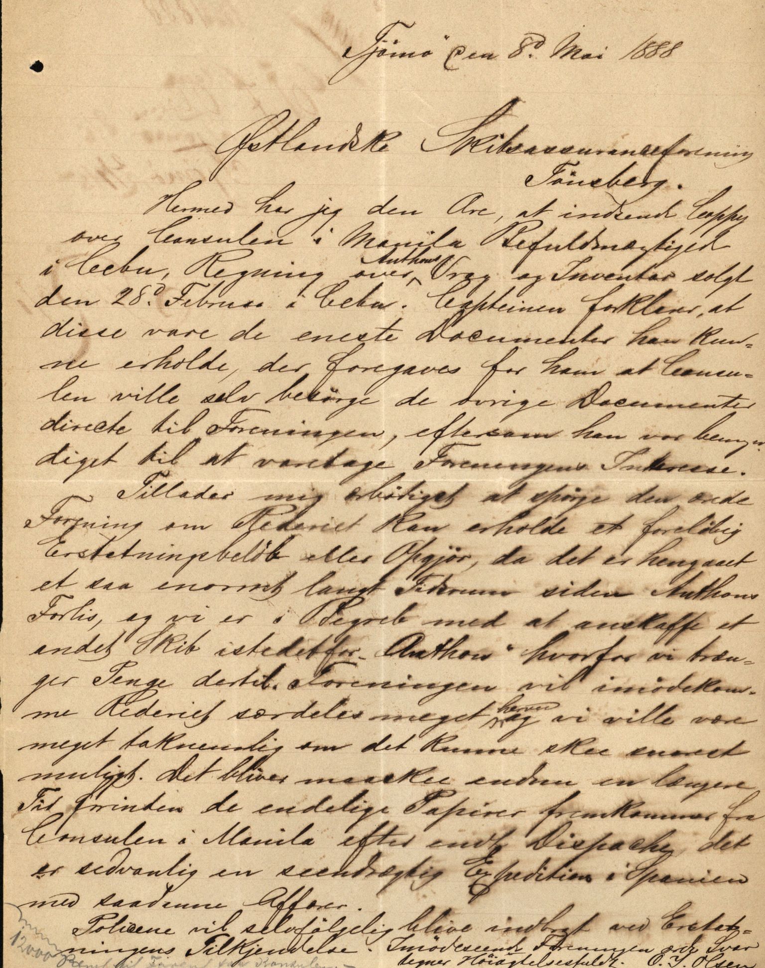 Pa 63 - Østlandske skibsassuranceforening, VEMU/A-1079/G/Ga/L0020/0003: Havaridokumenter / Anton, Diamant, Templar, Finn, Eliezer, Arctic, 1887, p. 29