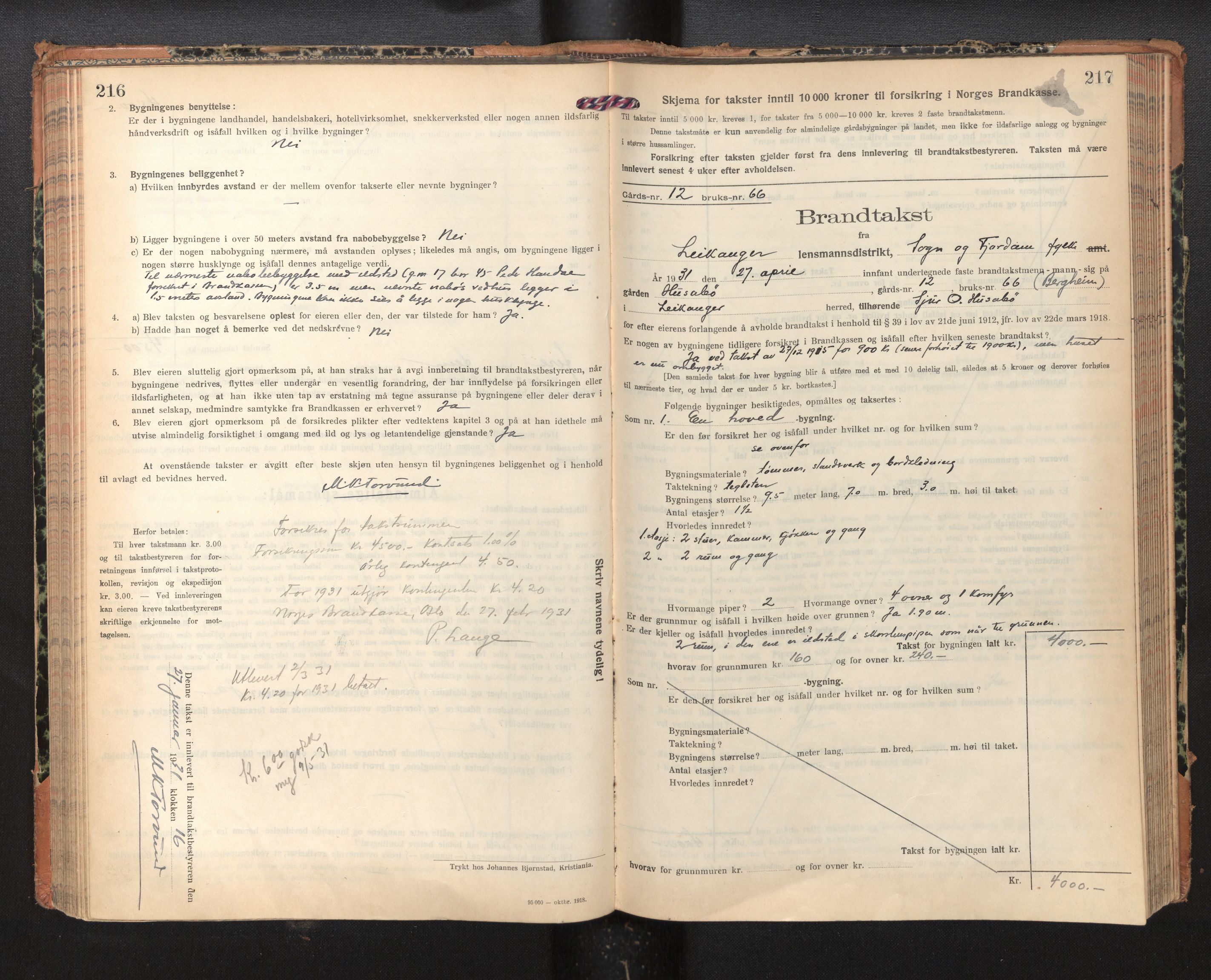 Lensmannen i Leikanger, AV/SAB-A-29201/0012/L0007: Branntakstprotokoll, skjematakst, 1926-1936, p. 216-217