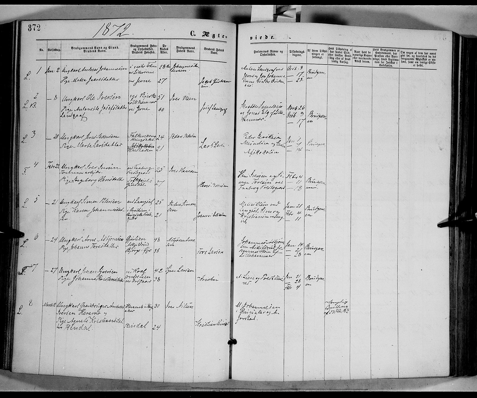 Fåberg prestekontor, AV/SAH-PREST-086/H/Ha/Haa/L0007: Parish register (official) no. 7, 1868-1878, p. 372