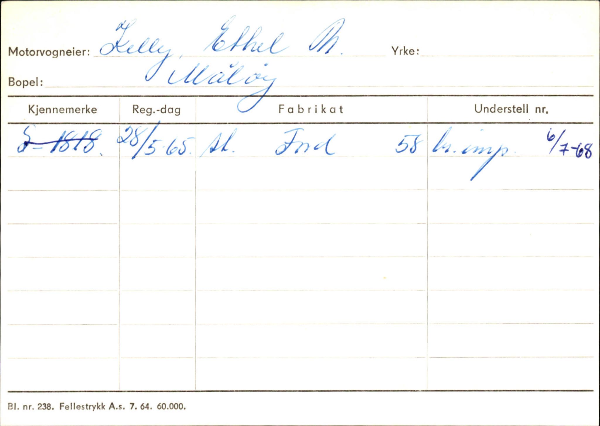 Statens vegvesen, Sogn og Fjordane vegkontor, SAB/A-5301/4/F/L0144: Registerkort Vågsøy A-R, 1945-1975, p. 1284