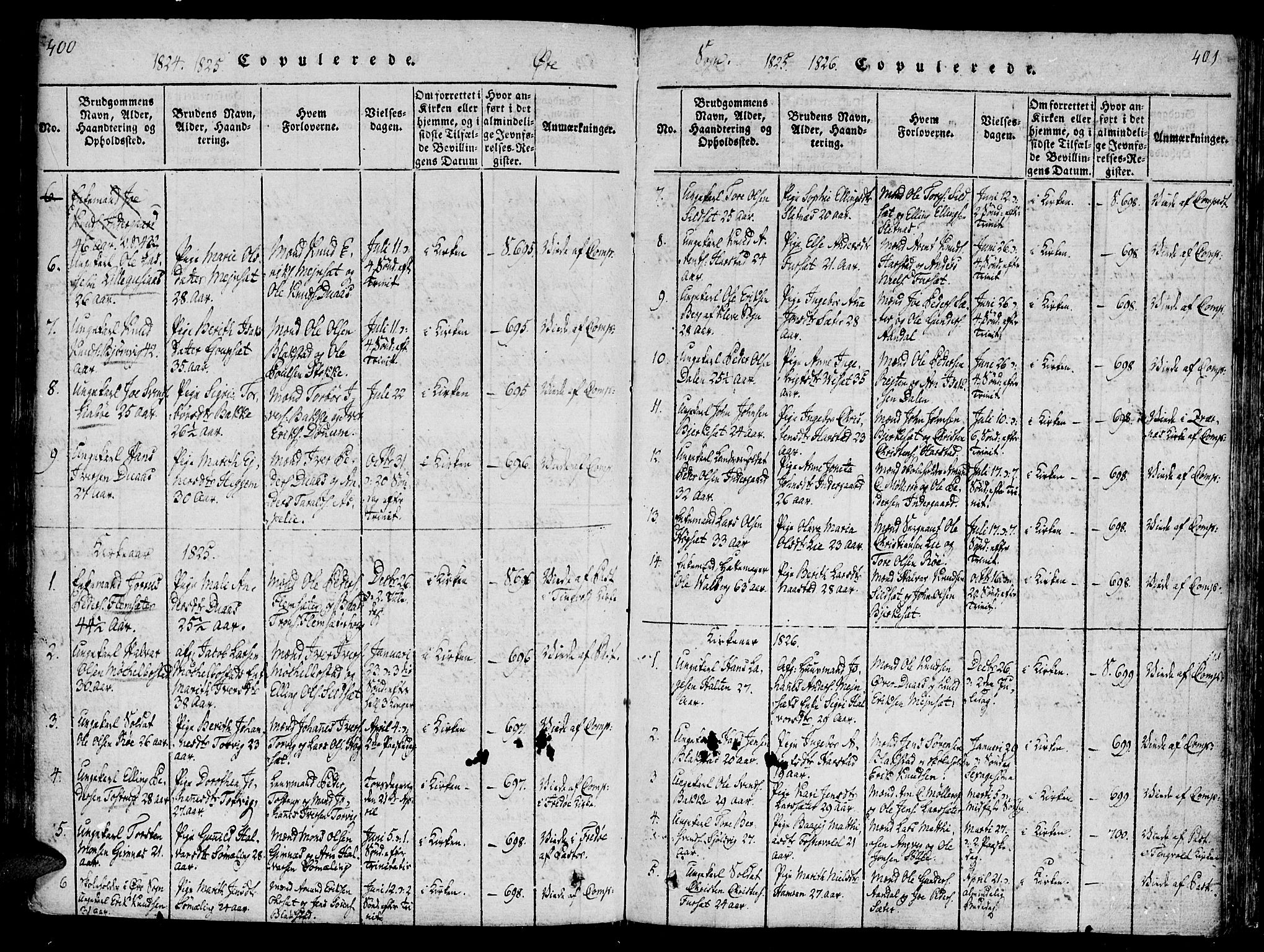 Ministerialprotokoller, klokkerbøker og fødselsregistre - Møre og Romsdal, AV/SAT-A-1454/586/L0982: Parish register (official) no. 586A08, 1819-1829, p. 400-401