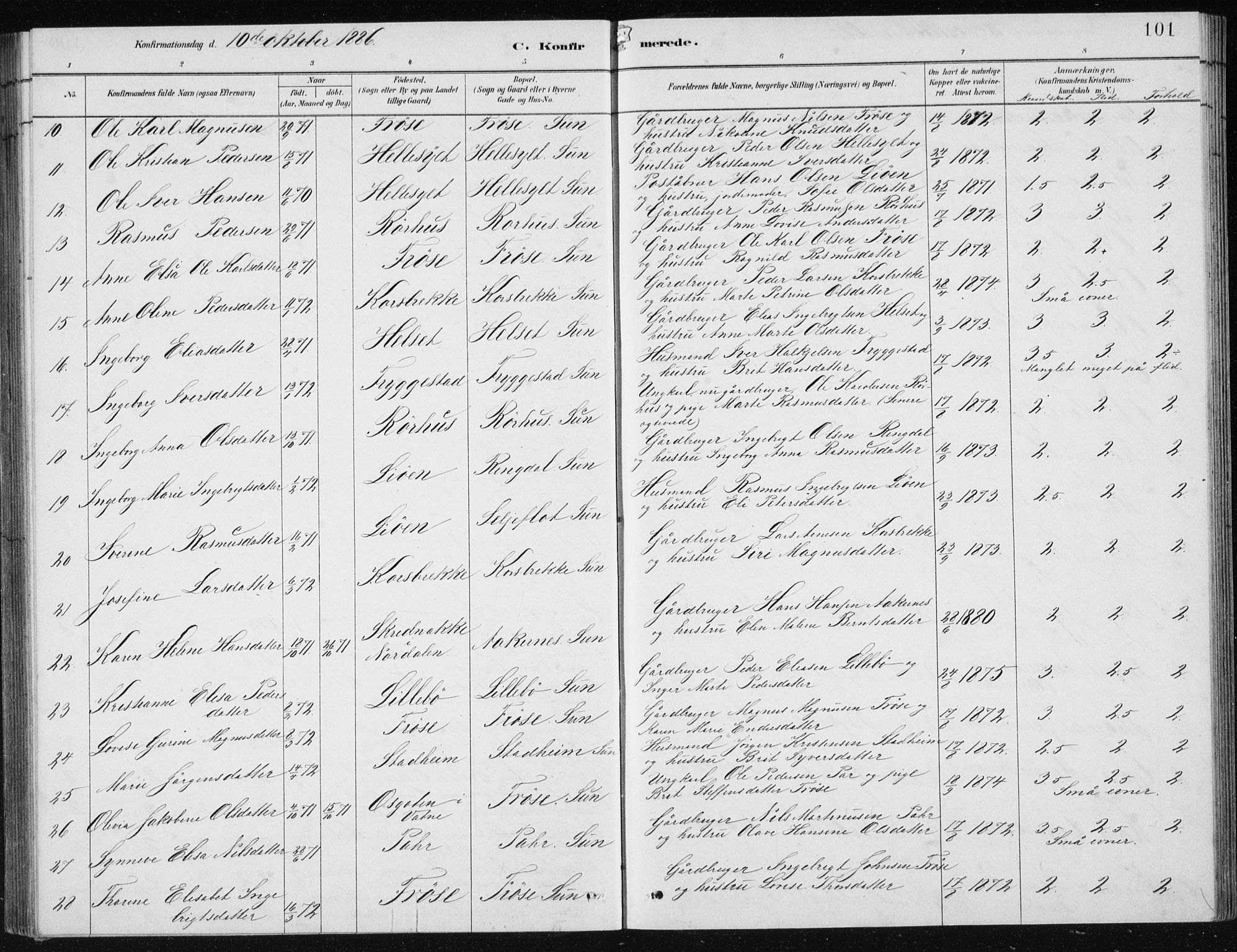 Ministerialprotokoller, klokkerbøker og fødselsregistre - Møre og Romsdal, AV/SAT-A-1454/517/L0230: Parish register (copy) no. 517C03, 1879-1912, p. 101