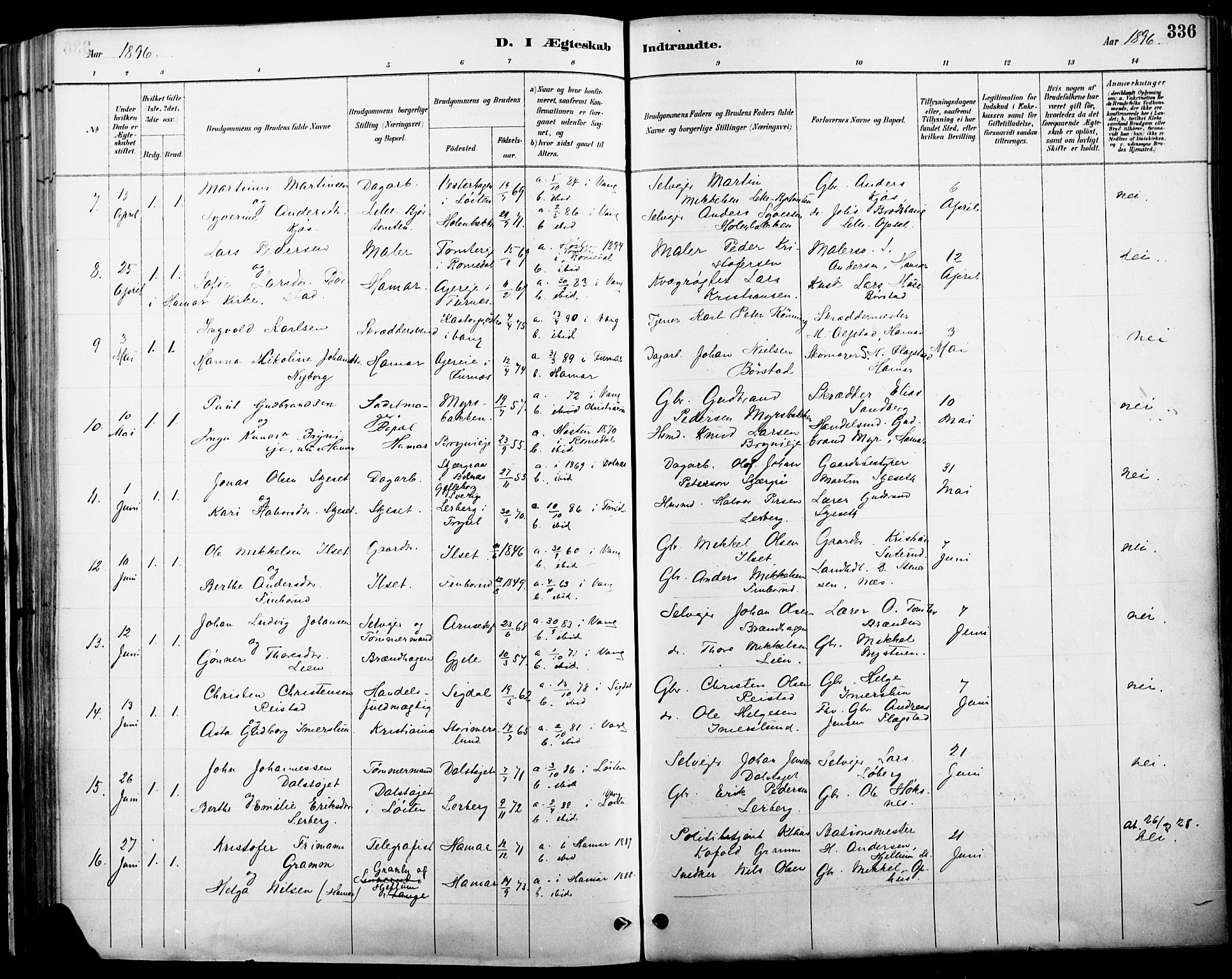 Vang prestekontor, Hedmark, AV/SAH-PREST-008/H/Ha/Haa/L0019A: Parish register (official) no. 19, 1886-1900, p. 336