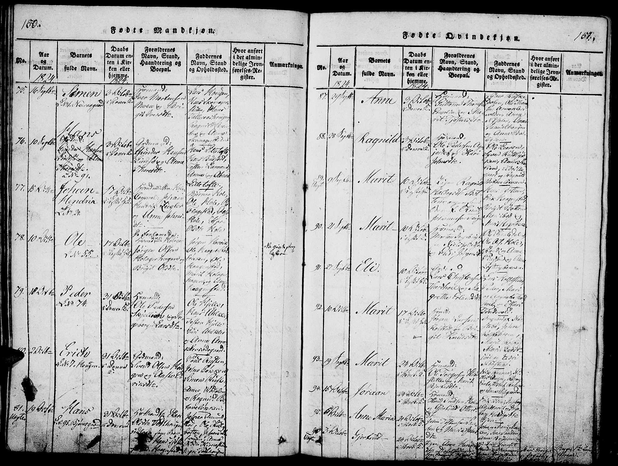 Lesja prestekontor, SAH/PREST-068/H/Ha/Haa/L0004: Parish register (official) no. 4, 1820-1829, p. 150-151