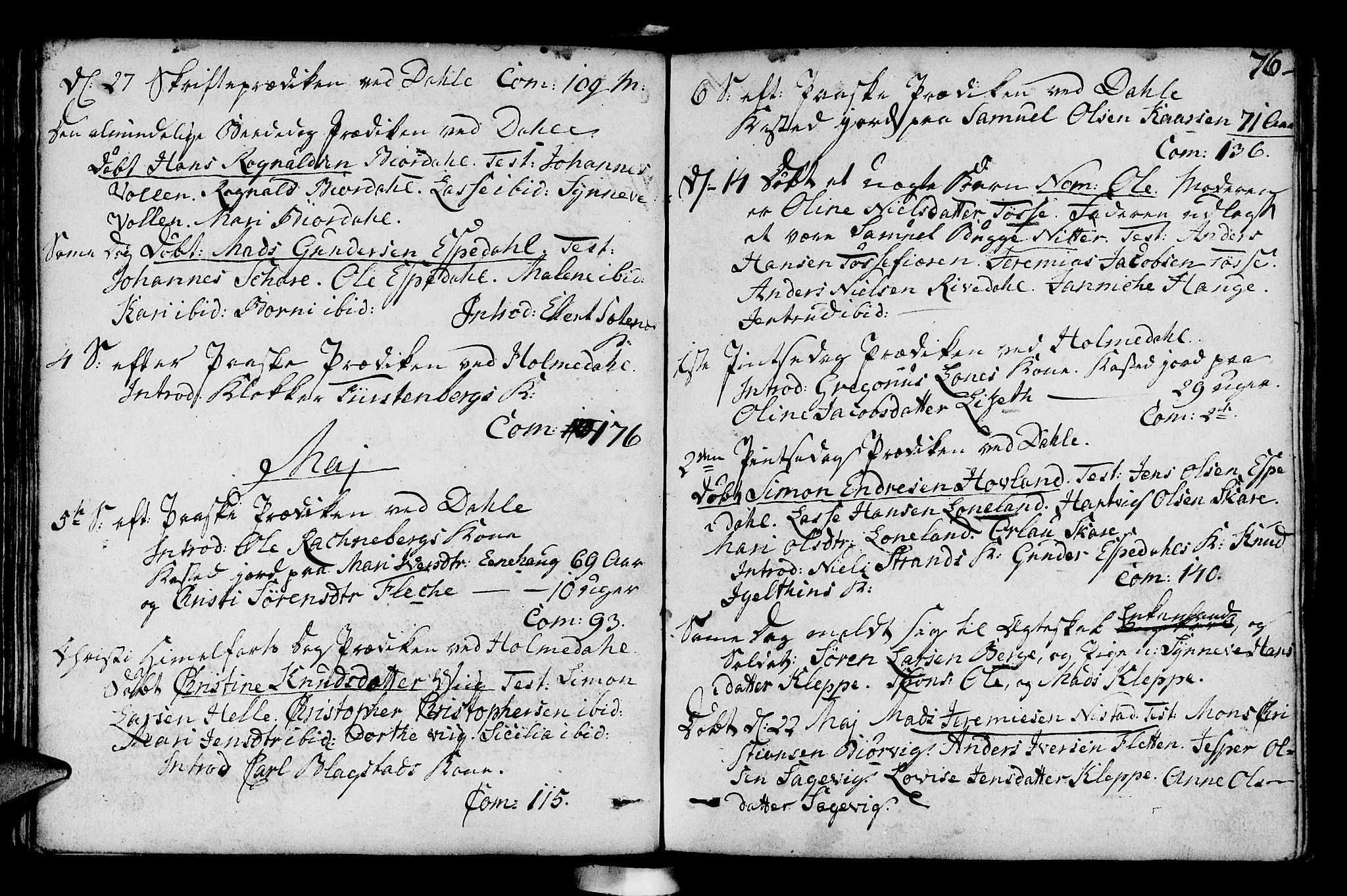 Fjaler sokneprestembete, SAB/A-79801/H/Haa/Haaa/L0003: Parish register (official) no. A 3, 1799-1814, p. 76