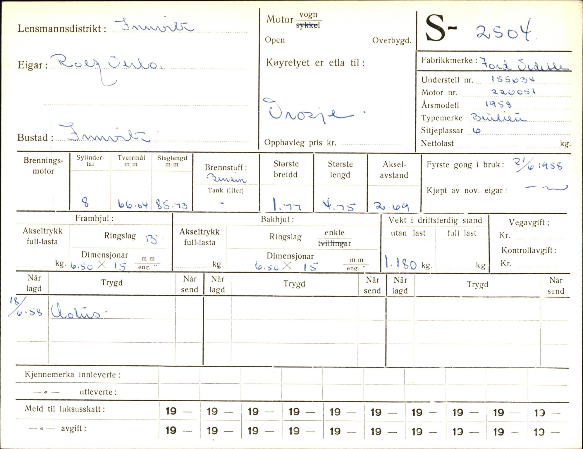 Statens vegvesen, Sogn og Fjordane vegkontor, AV/SAB-A-5301/4/F/L0004: Registerkort utmeldte Fjordane S2500-2700, S7200-7899, 1930-1961, p. 5