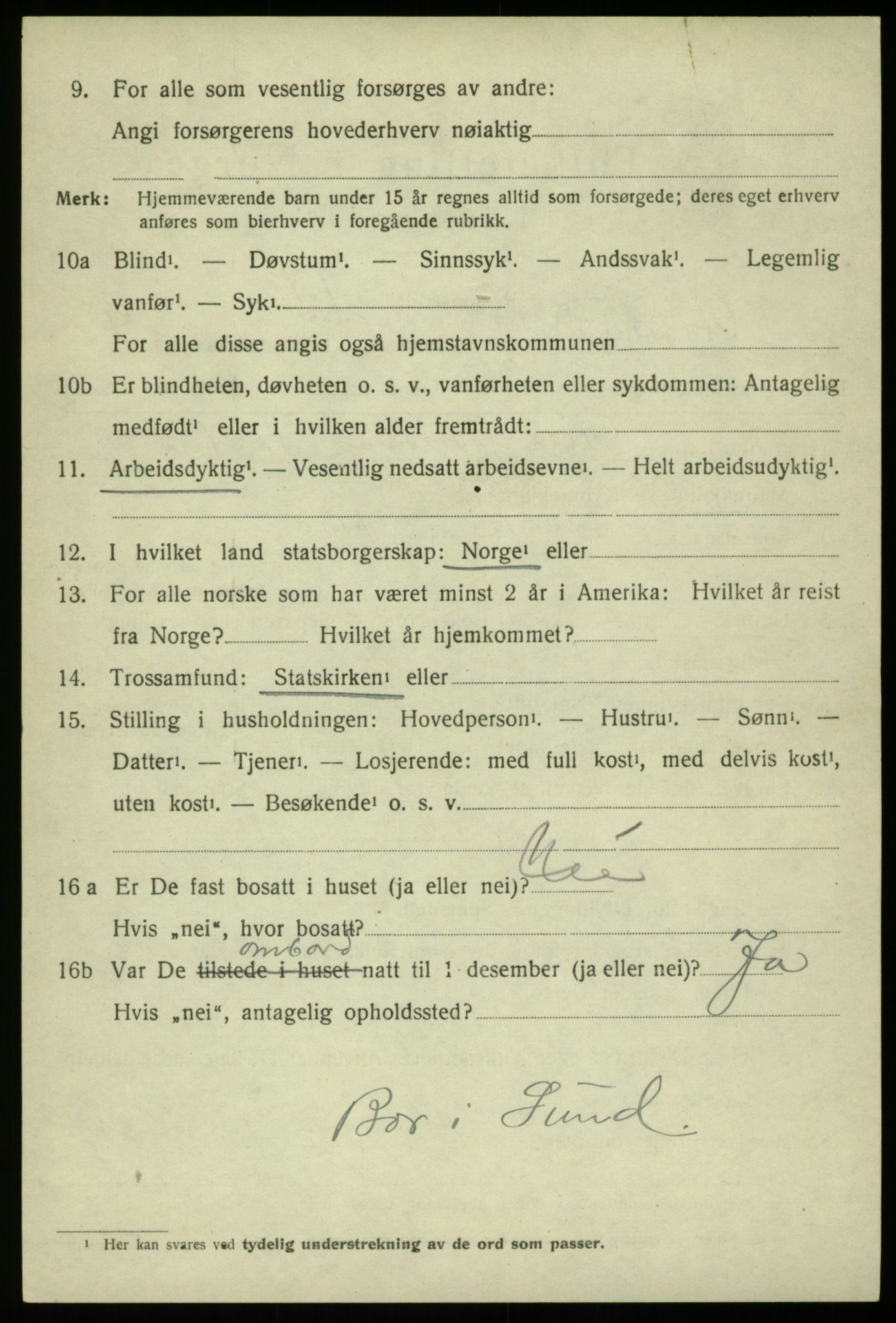 SAB, 1920 census for Hosanger, 1920, p. 2306