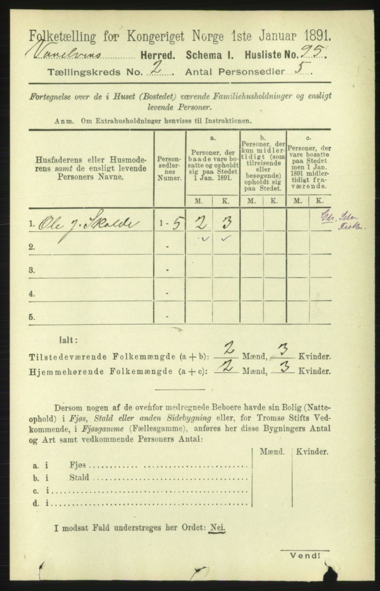 RA, 1891 census for 1511 Vanylven, 1891, p. 693