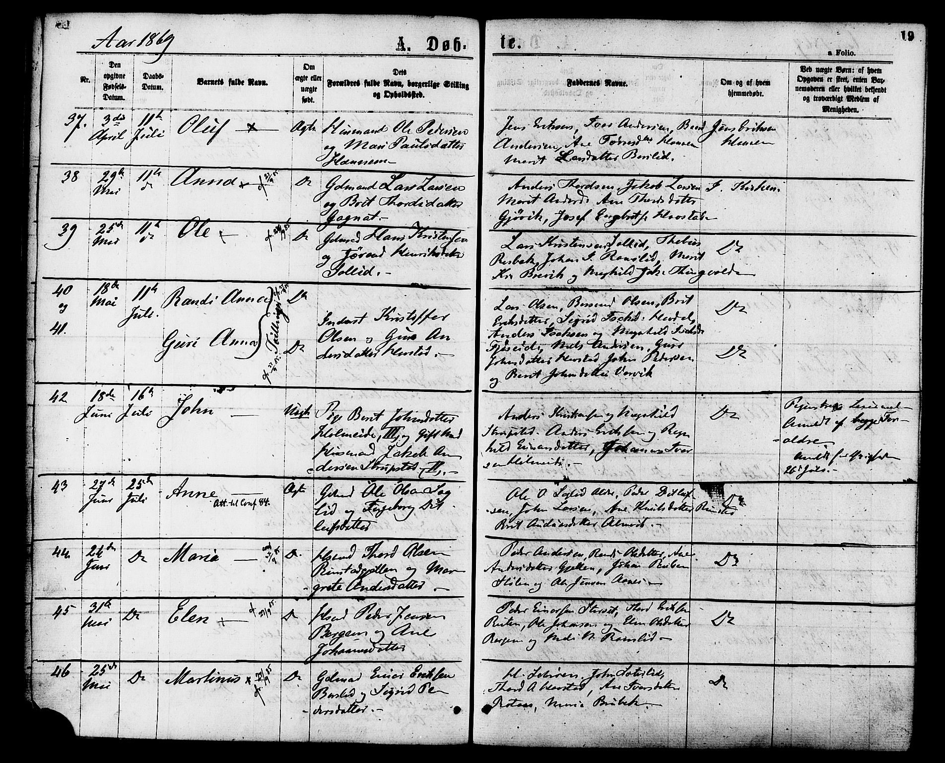 Ministerialprotokoller, klokkerbøker og fødselsregistre - Møre og Romsdal, AV/SAT-A-1454/586/L0986: Parish register (official) no. 586A12, 1867-1878, p. 19