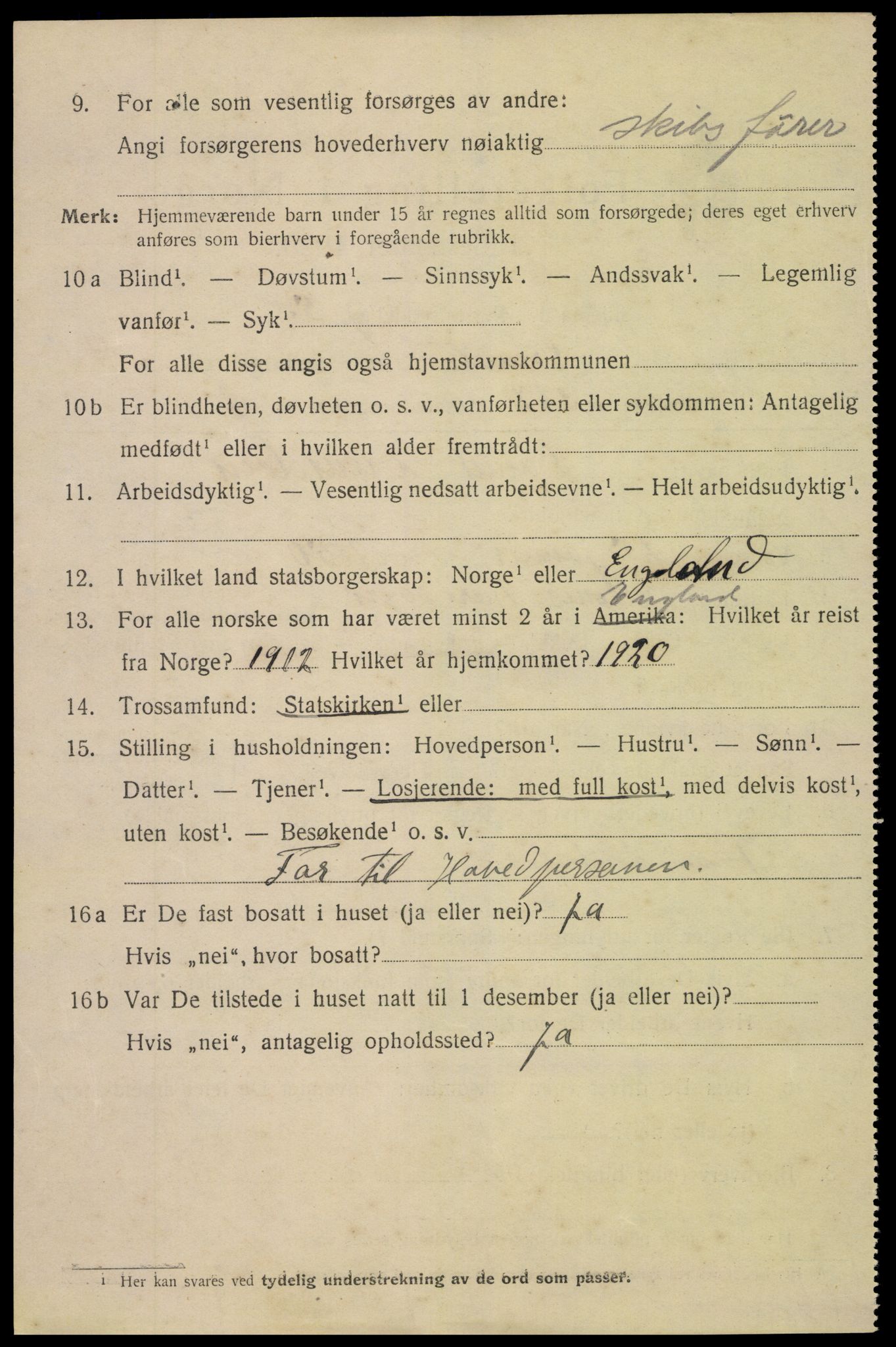 SAK, 1920 census for Grimstad, 1920, p. 6354