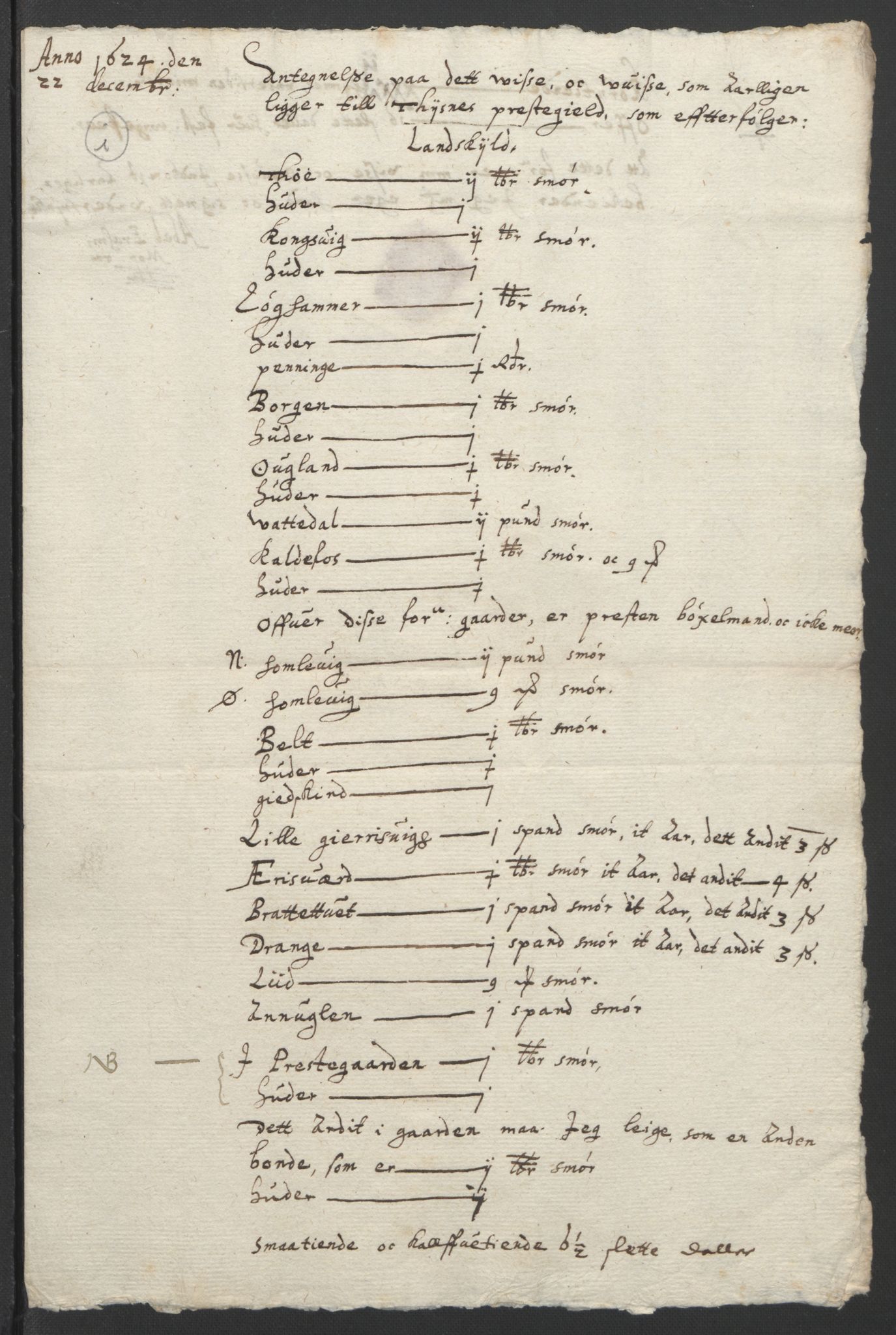 Stattholderembetet 1572-1771, AV/RA-EA-2870/Ek/L0015/0001: Jordebøker til utlikning av rosstjeneste 1624-1626: / Kirke- og prestebolsinntekter i Bergen bispedømme, 1624-1626, p. 331