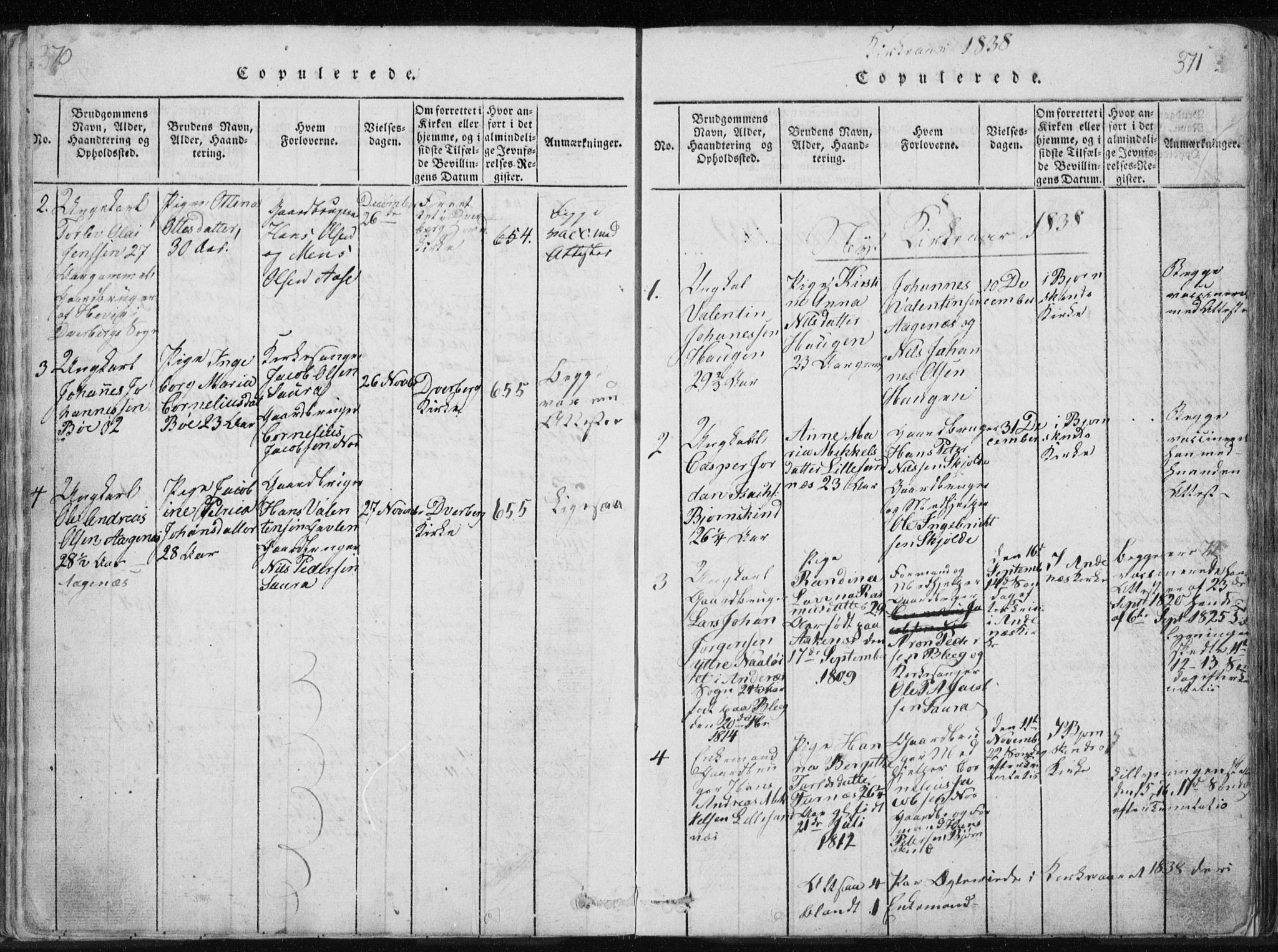 Ministerialprotokoller, klokkerbøker og fødselsregistre - Nordland, AV/SAT-A-1459/897/L1411: Parish register (copy) no. 897C01, 1820-1866, p. 370-371