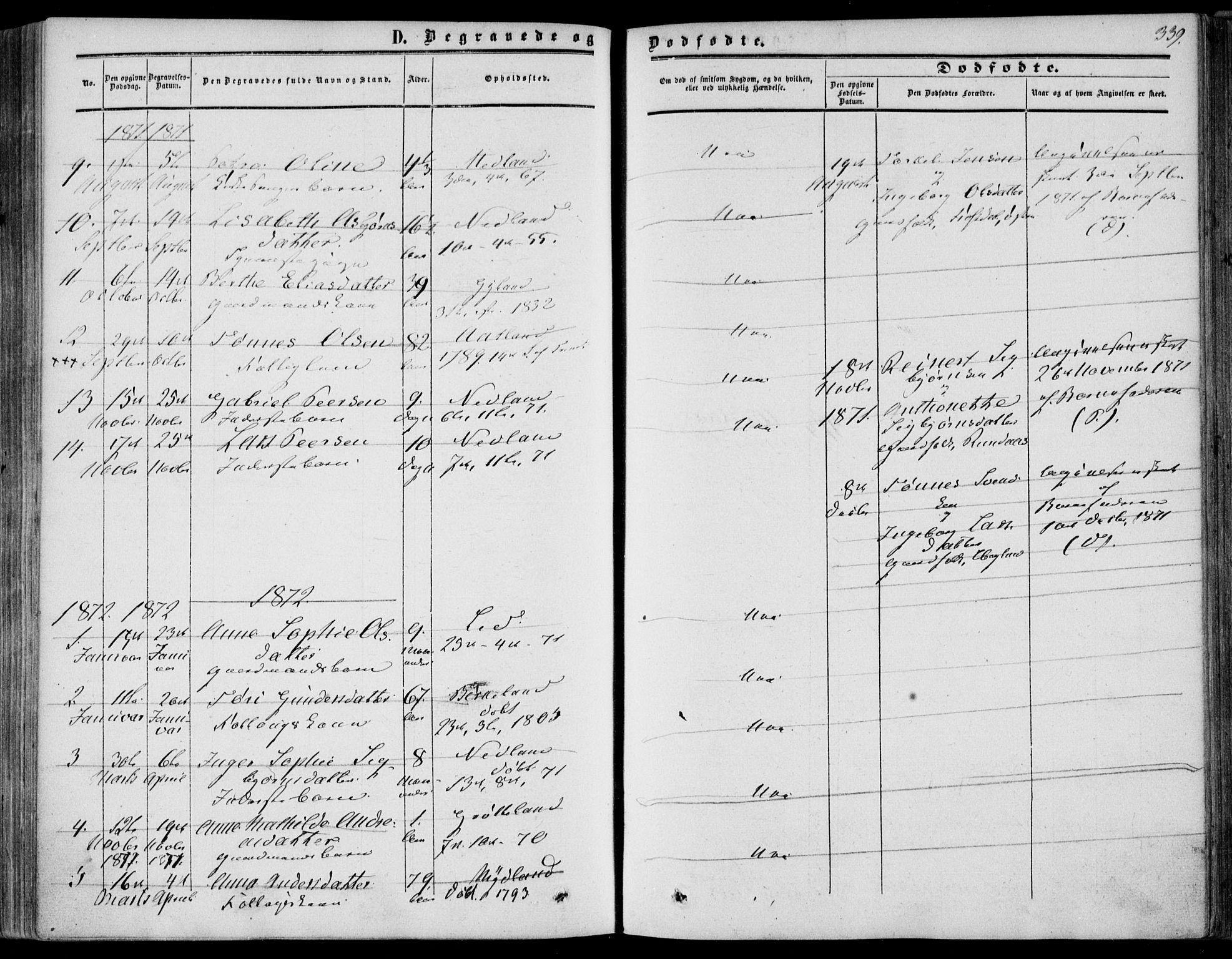 Bakke sokneprestkontor, SAK/1111-0002/F/Fa/Fab/L0002: Parish register (official) no. A 2, 1855-1884, p. 339