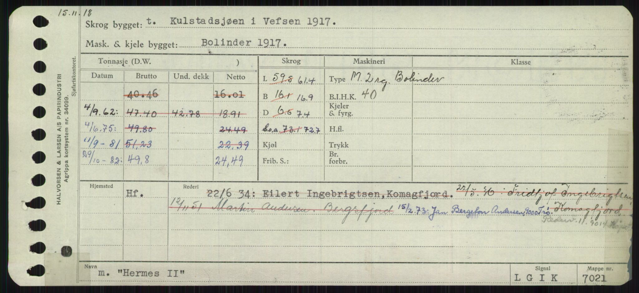 Sjøfartsdirektoratet med forløpere, Skipsmålingen, RA/S-1627/H/Ha/L0002/0002: Fartøy, Eik-Hill / Fartøy, G-Hill, p. 861